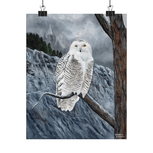 Snowy Owl Art Poster — Matte Vertical Wildlife Print