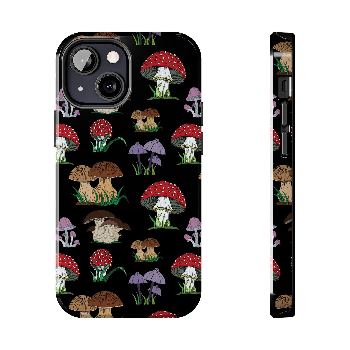 Mushroom Pattern on Black Tough iPhone Cases