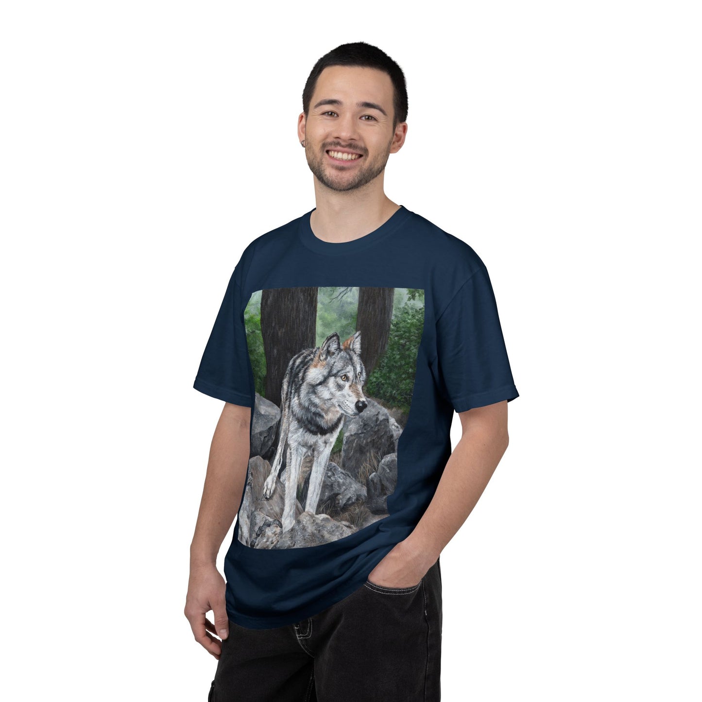 Wolf Portrait T‑Shirt — Realistic Forest Wolf Graphic Tee