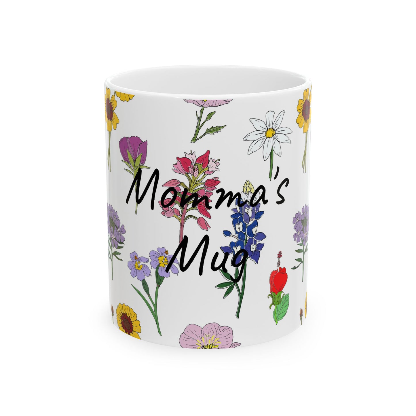 Personalized Texas Wildflower Mug - Floral Ceramic Coffee Tea Cup (11oz & 15oz)