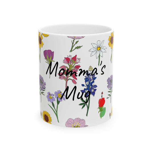 Personalized Texas Wildflower Mug - Floral Ceramic Coffee Tea Cup (11oz & 15oz)