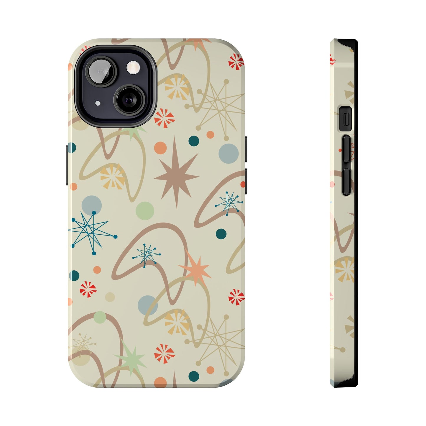 1950s Atomic Age Retro Pattern in Tan Tough iPhone Cases