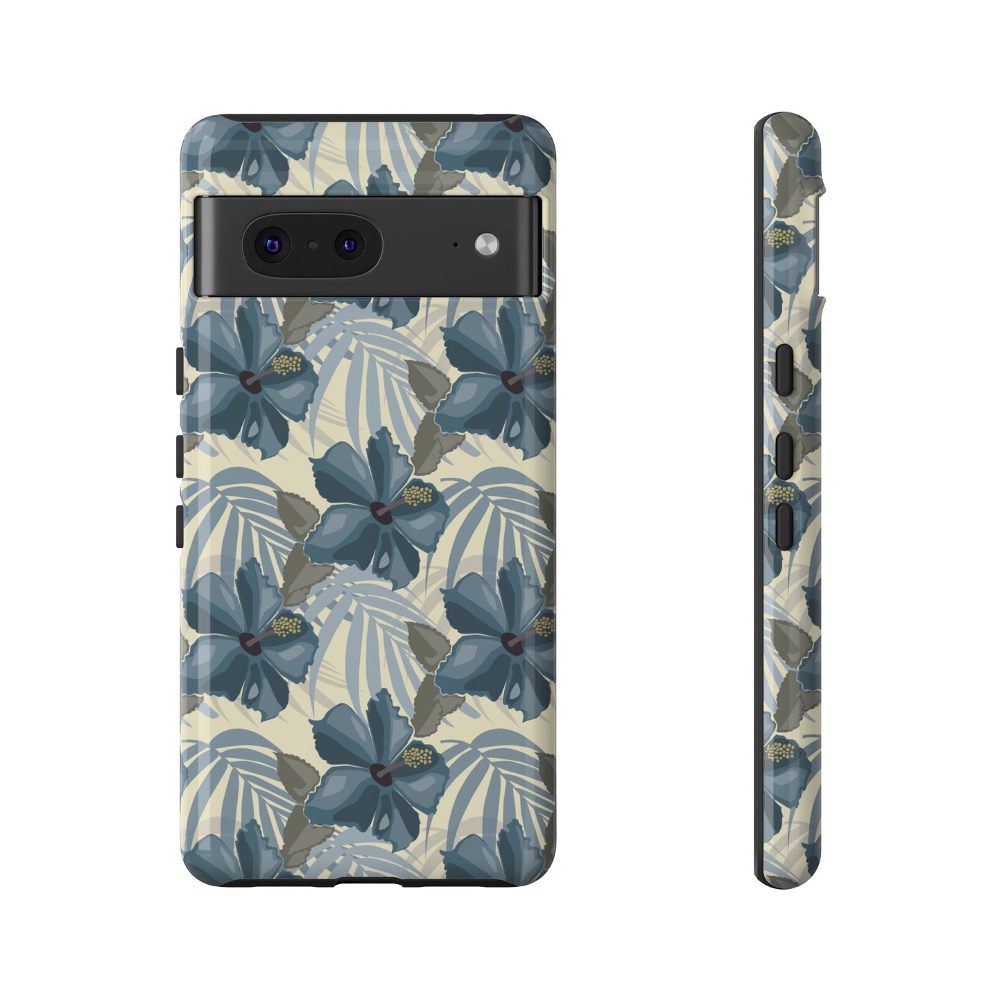 Blue Hibiscus in Earth Tones Tough Phone Cases