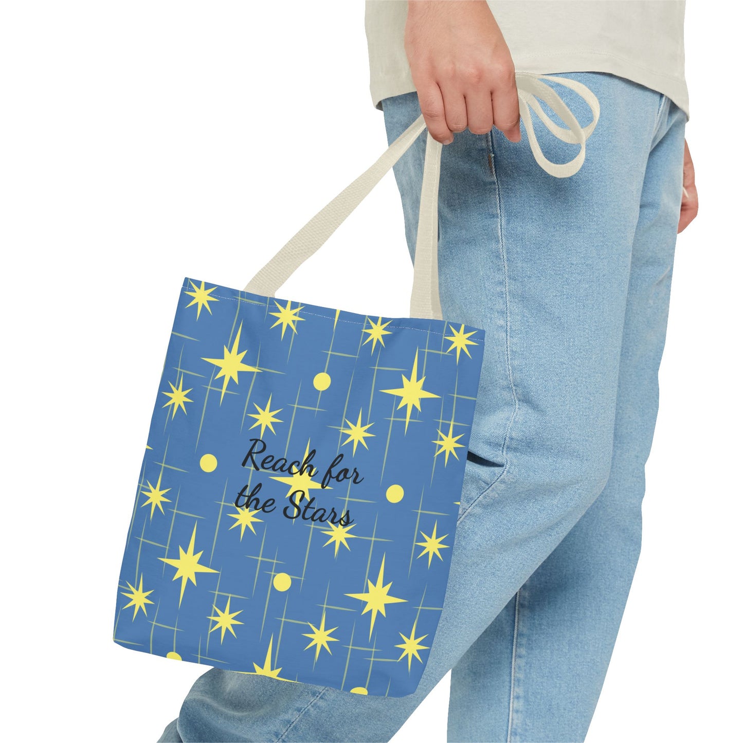Reach for the Stars Tote Bag — Inspirational Star Pattern All-Over Print