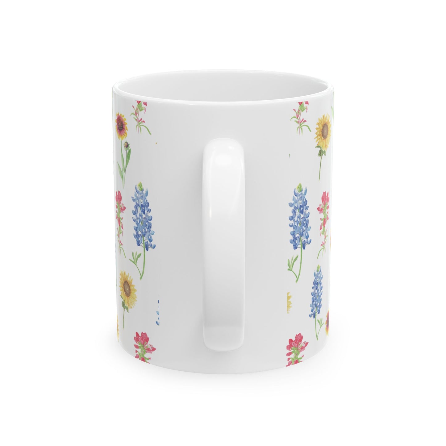 Texas Wildflower Mug — Sunflower & Bluebonnet Ceramic Coffee Cup (11oz, 15oz)