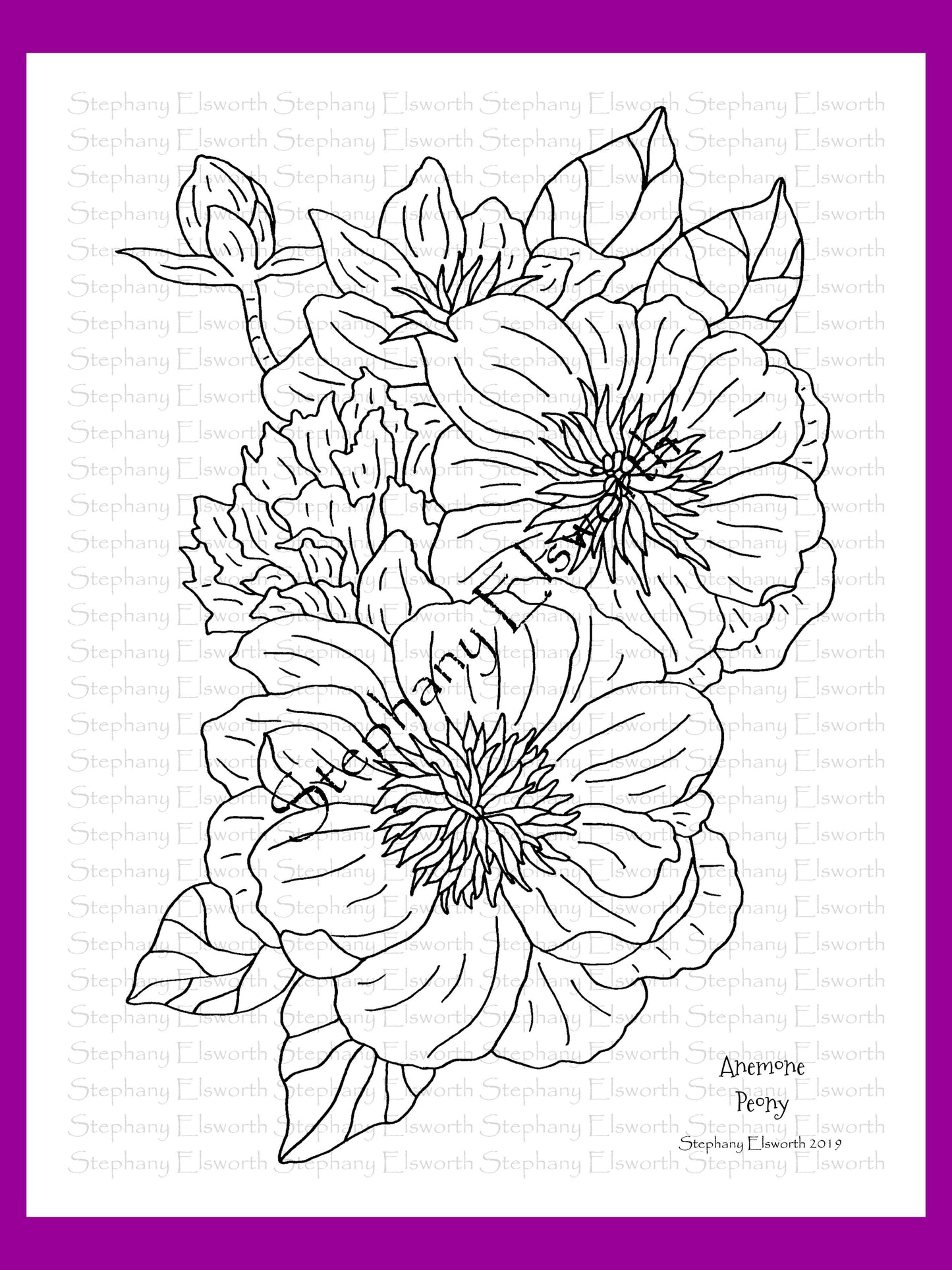 Joyful Blossoms 8 1/2 x 11 PDF Instant Download Printable Coloring Book