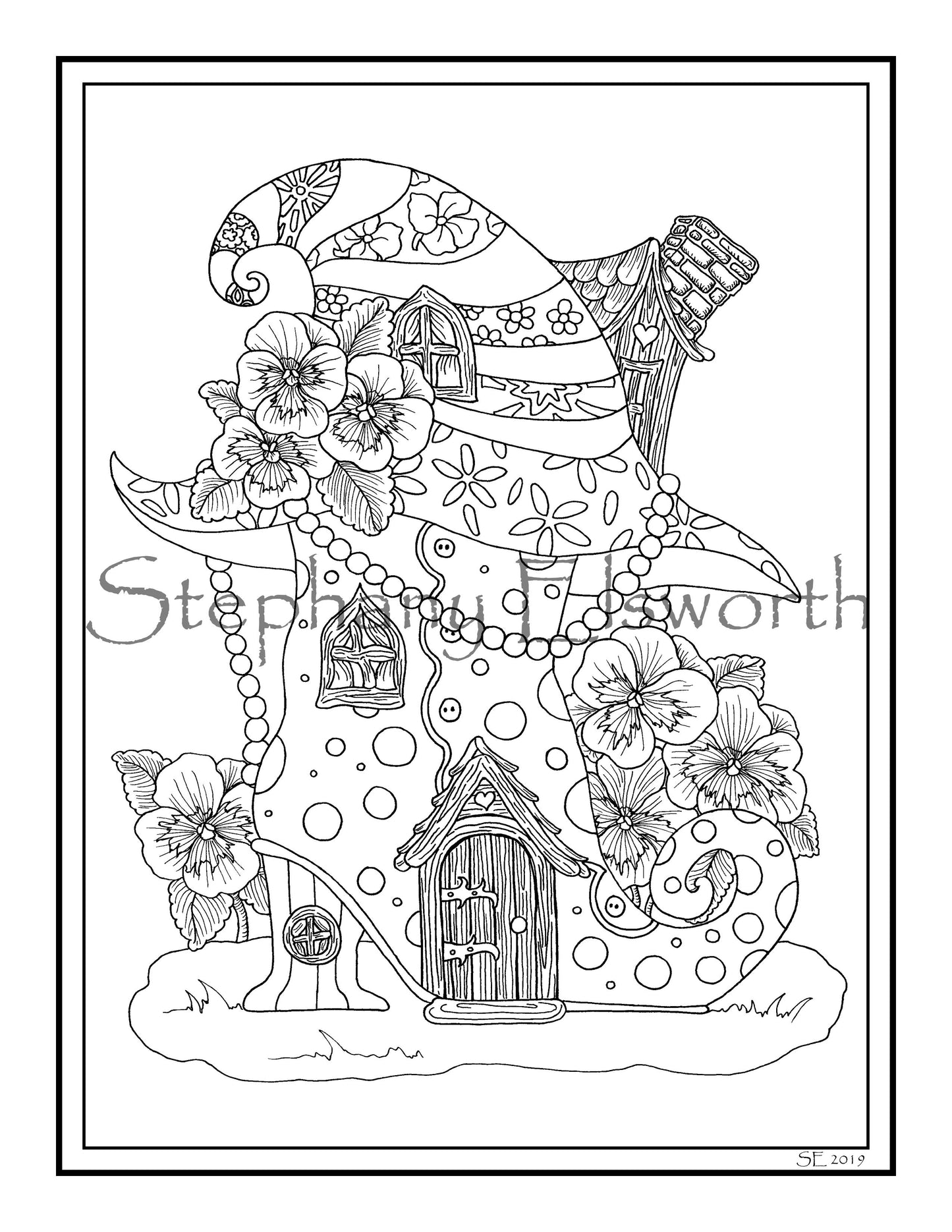 Faerie Houses II PDF Instant Download Coloring Book