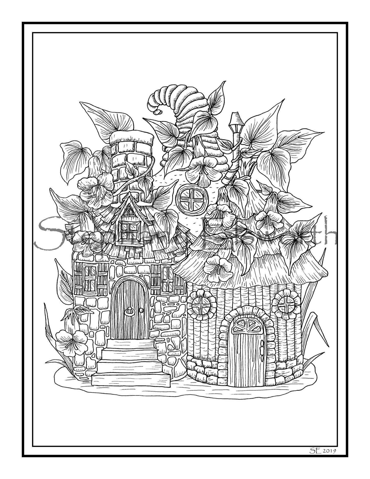 Faerie Houses II PDF Instant Download Coloring Book