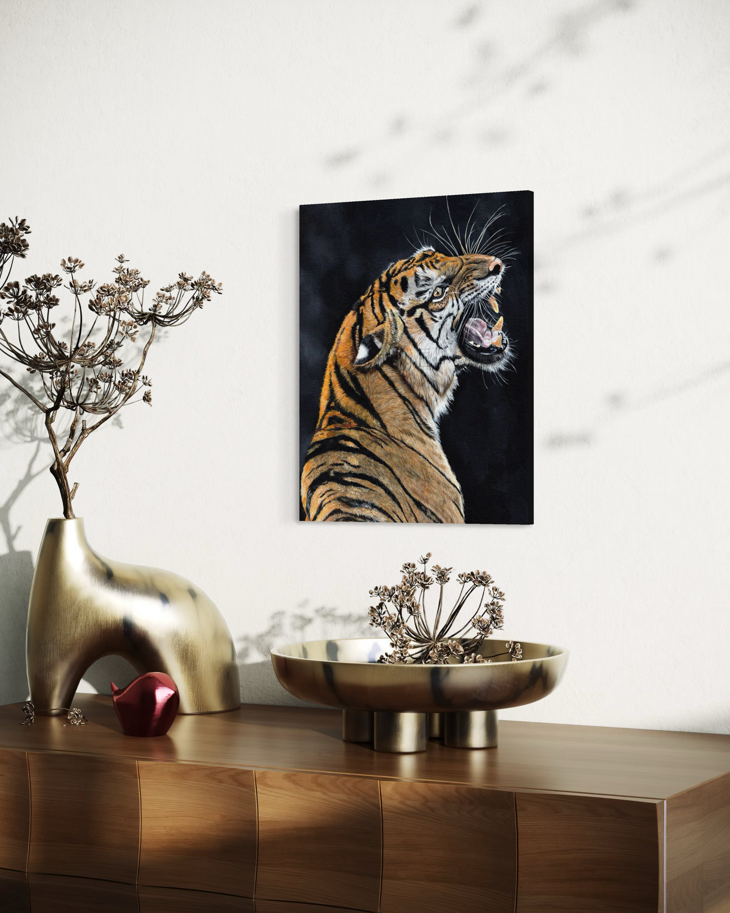 11 x 14 inch Snarling Tiger Original Acrylic Painting