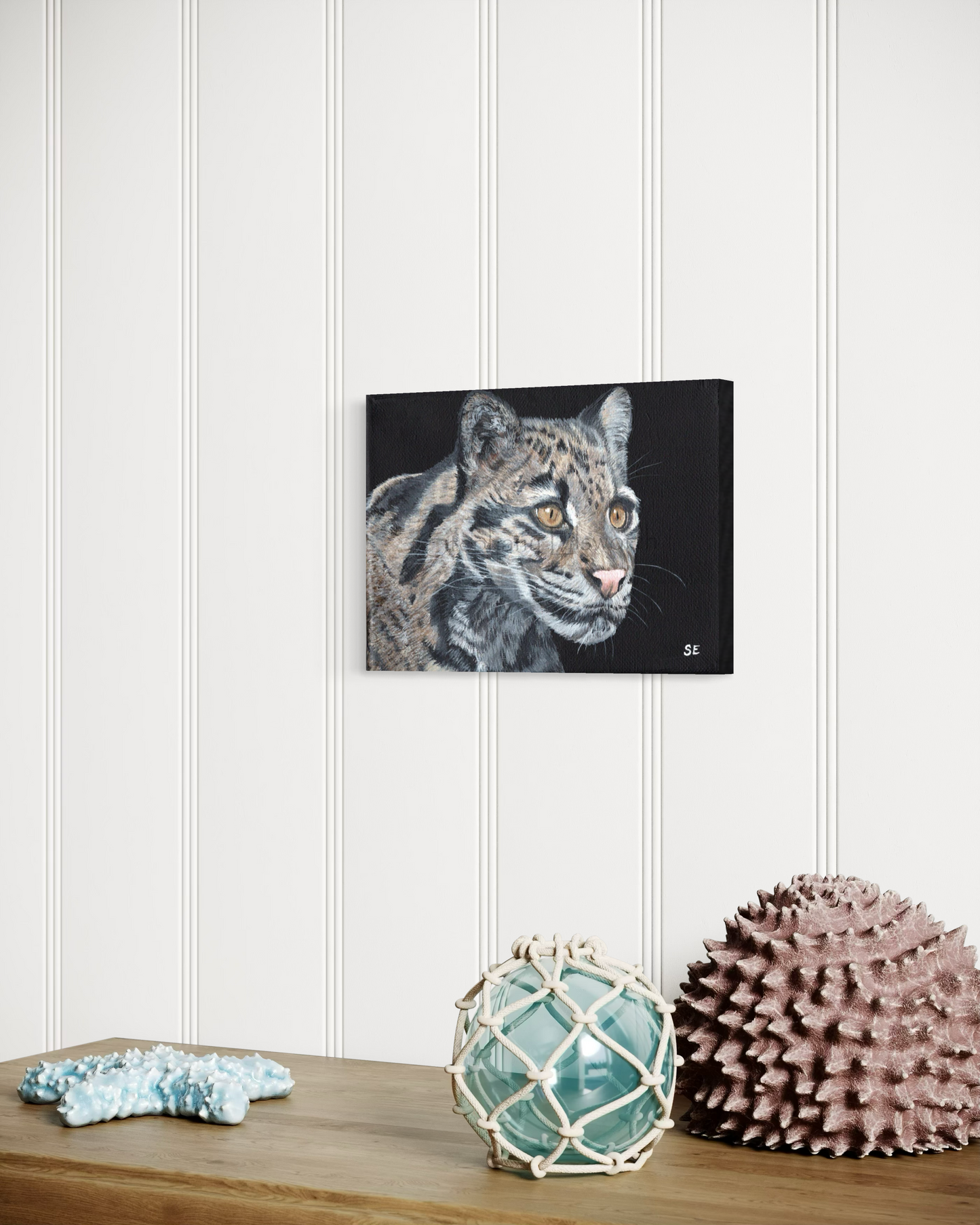 7 x 5 inch Clouded Leopard Original Acrylic Painting