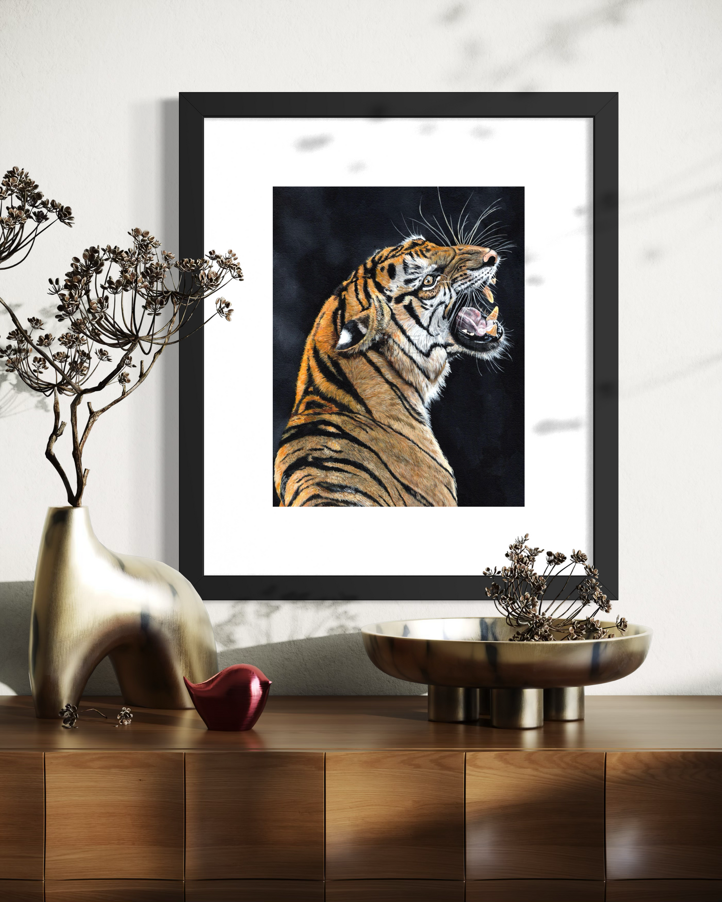 11 x 14 inch Snarling Tiger Original Acrylic Painting