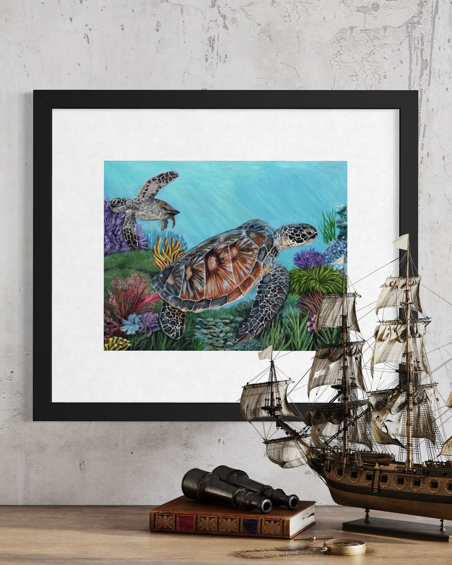 14 x 11 inch Sea Turtles Original Acrylic Painting