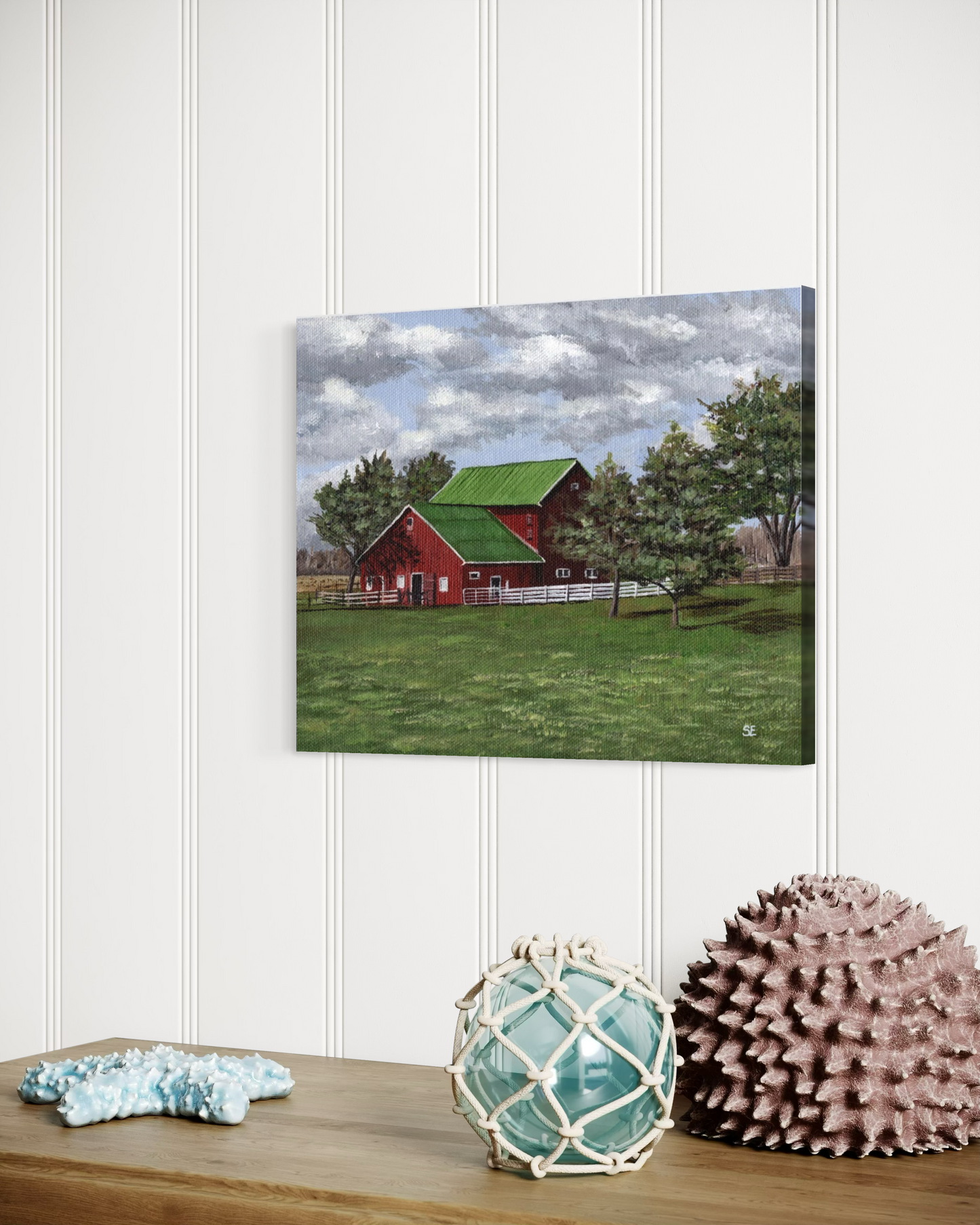 8 x 10 inch Little Red Barn Original Acrylic Painting