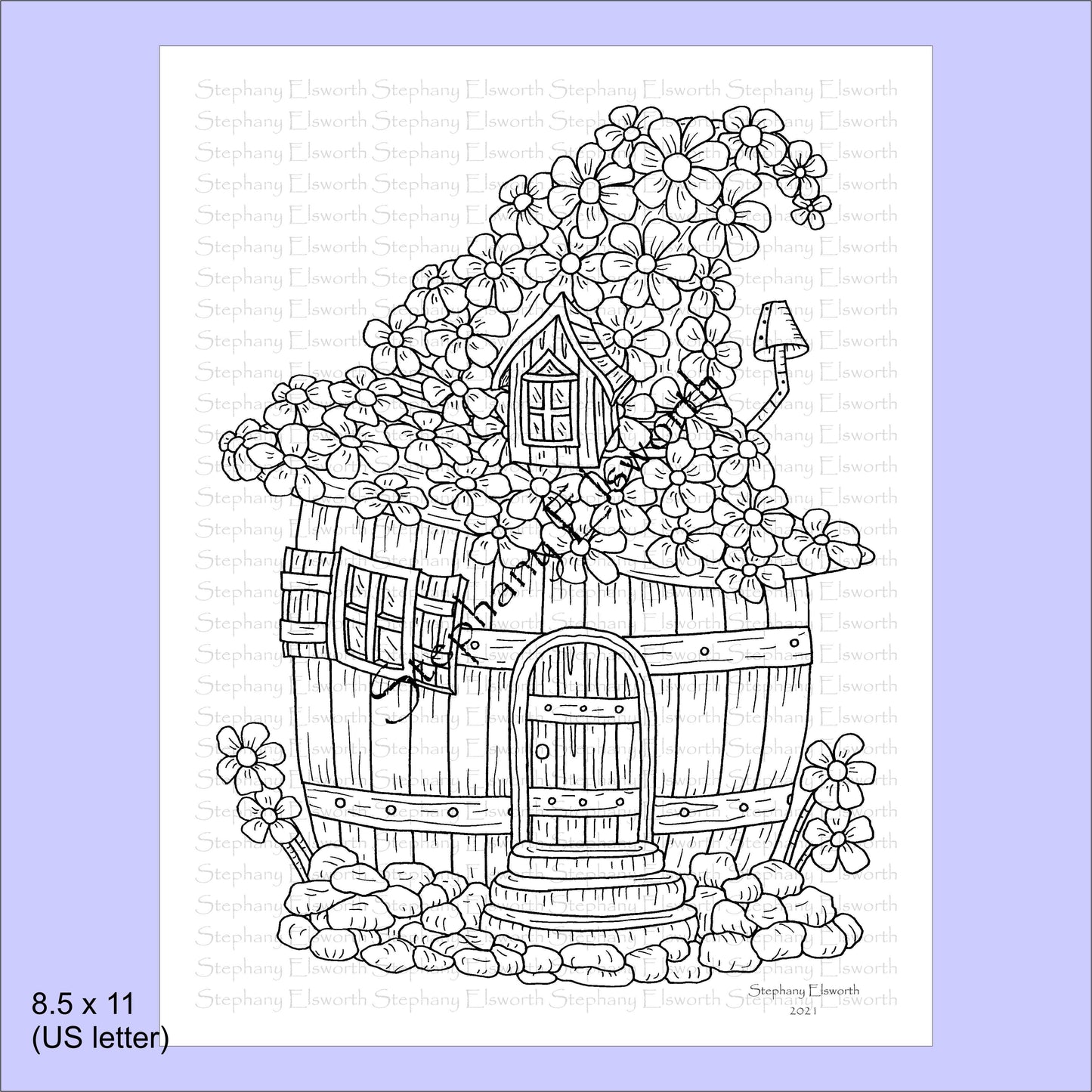 Faerie Houses IV 8 1/2 x 11 PDF Instant Download Coloring Book