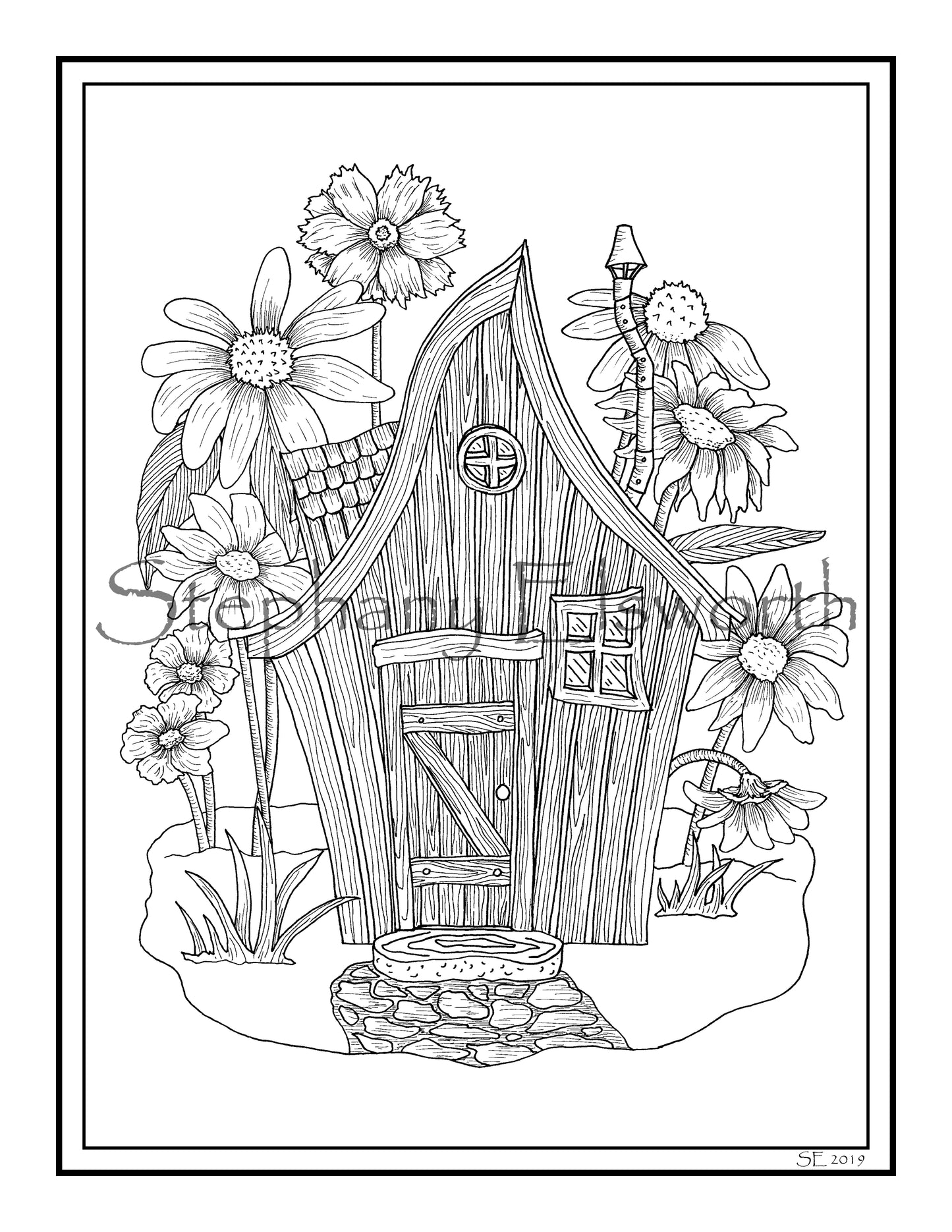 Faerie Houses II PDF Instant Download Coloring Book