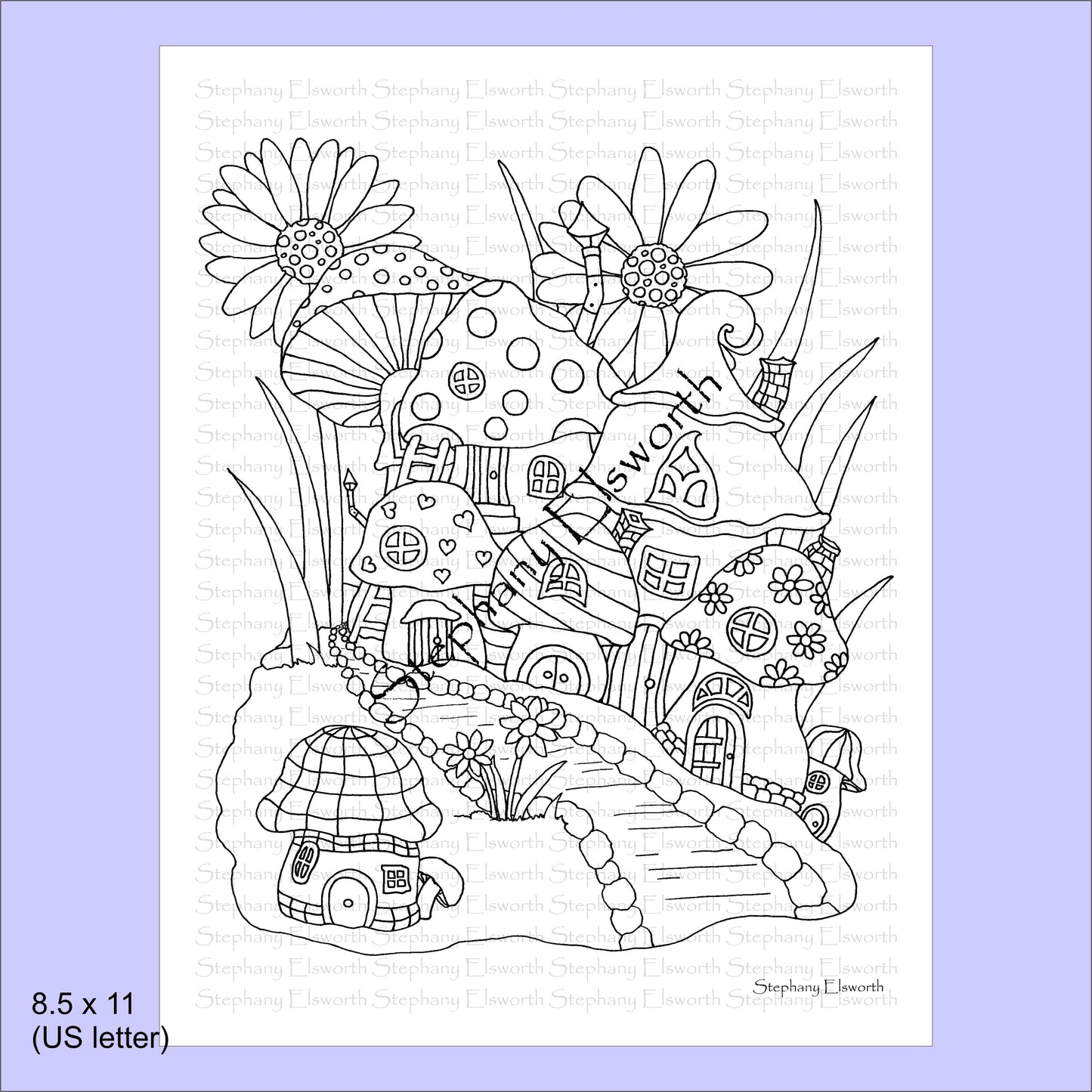 Faerie Houses IV 8 1/2 x 11 PDF Instant Download Coloring Book