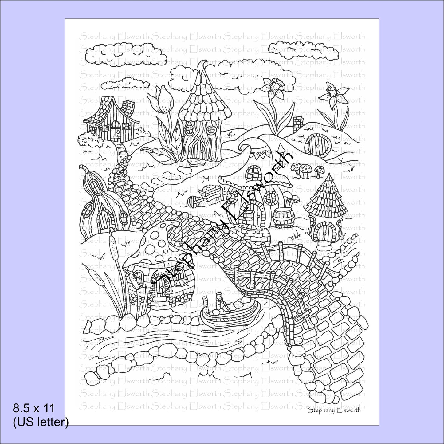 Faerie Houses IV 8 1/2 x 11 PDF Instant Download Coloring Book