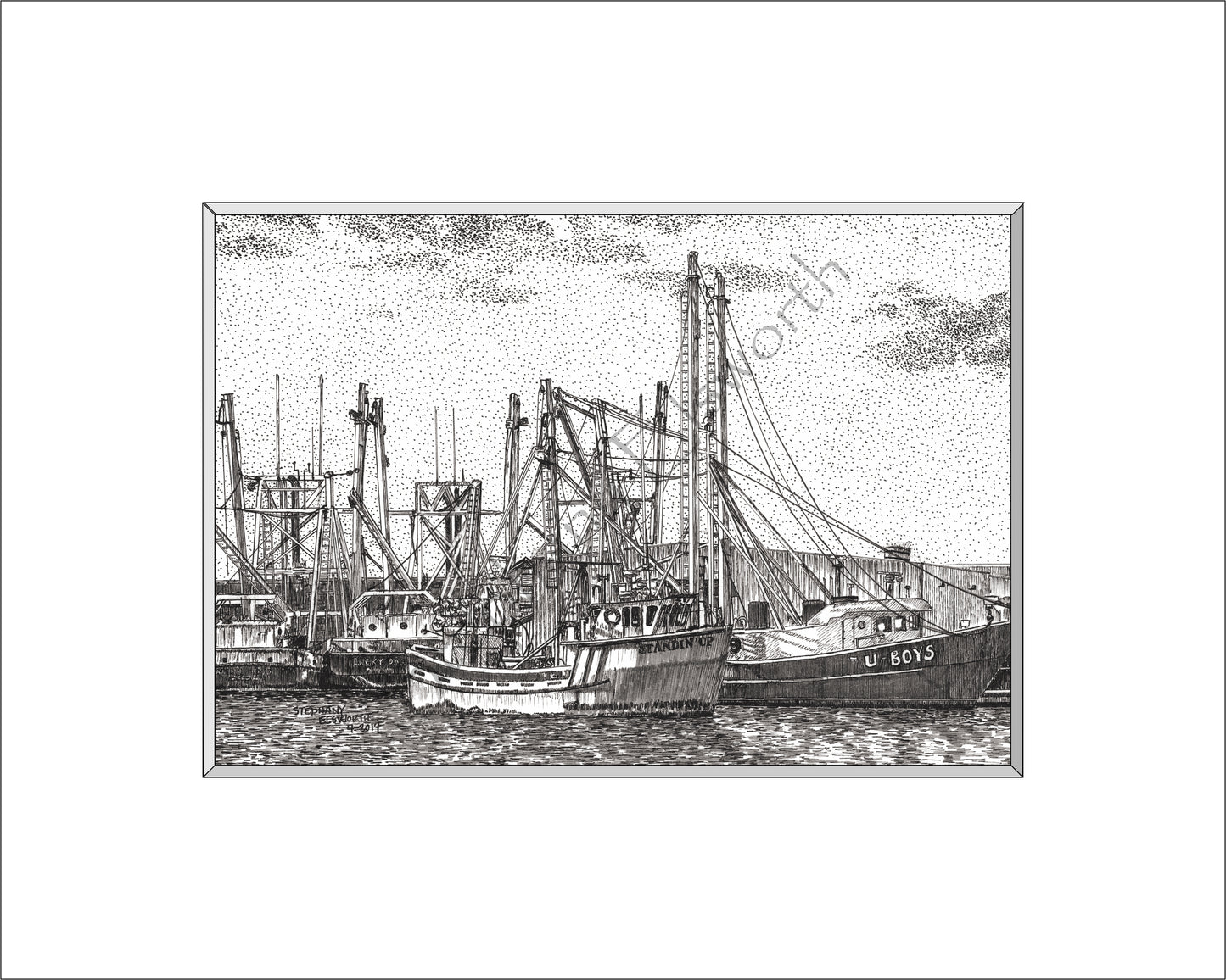 Fishing Boats at Fort Monroe 5 x 7 Print in 8 x 10 white mat