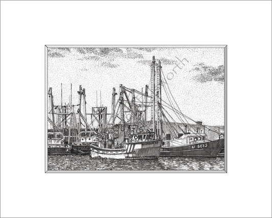 Fishing Boats at Fort Monroe 5 x 7 Print in 8 x 10 white mat
