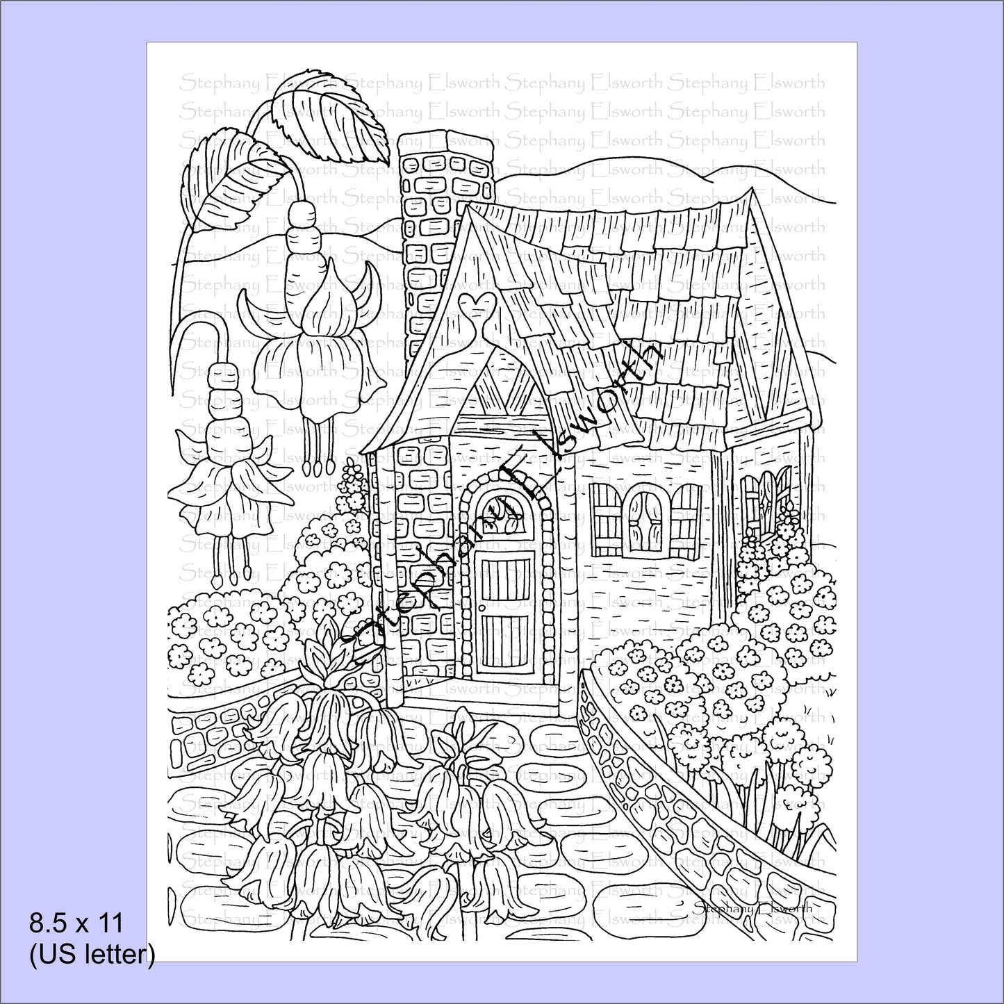 Faerie Houses IV 8 1/2 x 11 PDF Instant Download Coloring Book