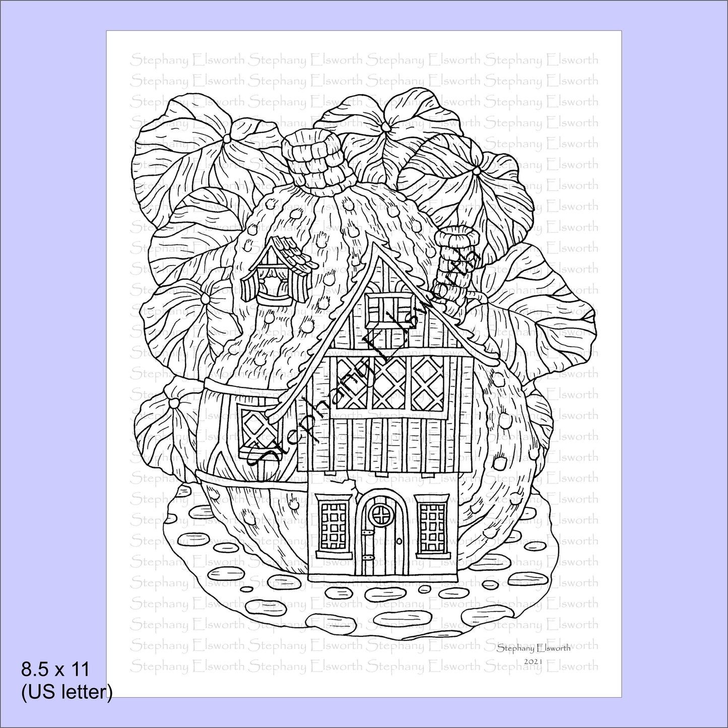 Faerie Houses IV 8 1/2 x 11 PDF Instant Download Coloring Book