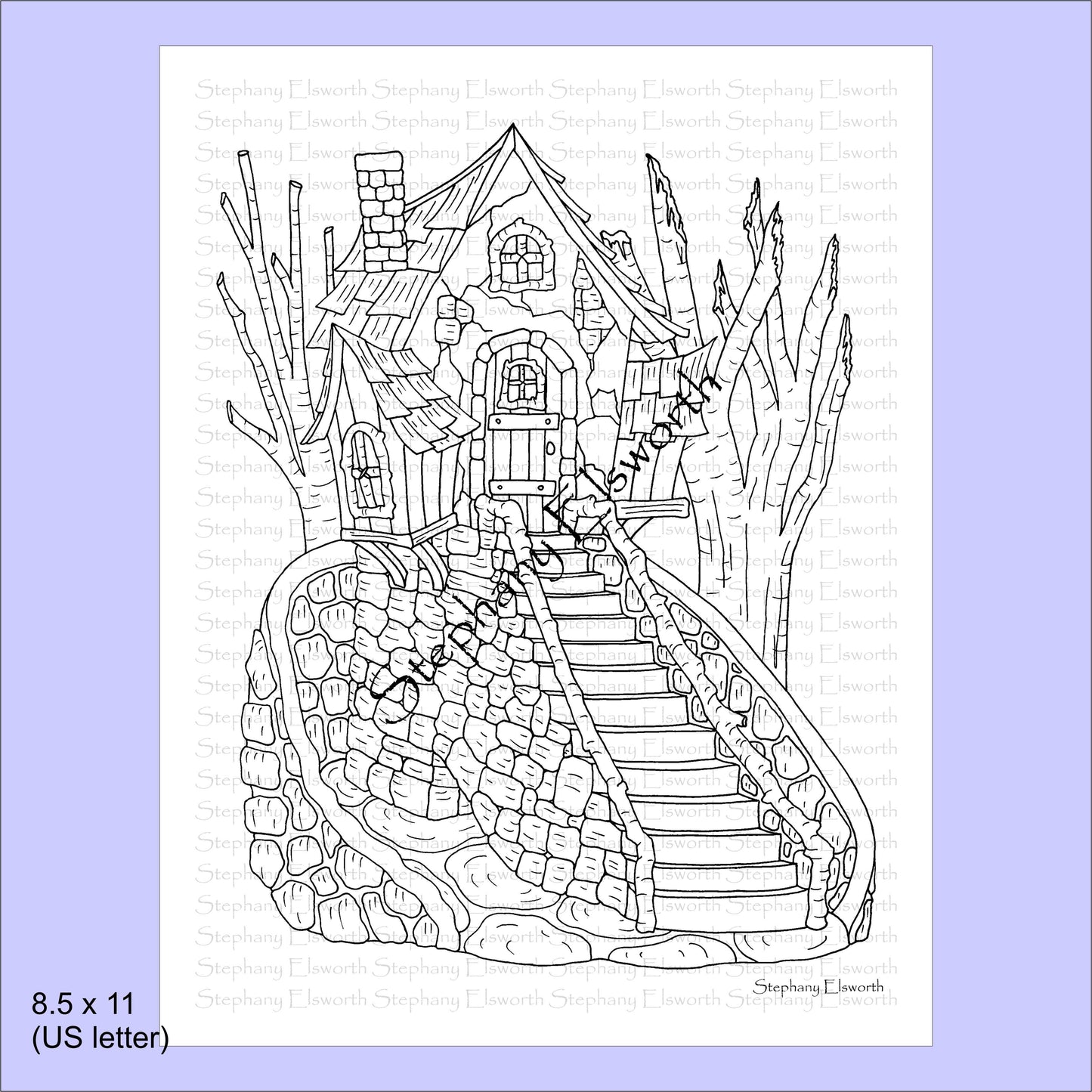 Faerie Houses IV 8 1/2 x 11 PDF Instant Download Coloring Book