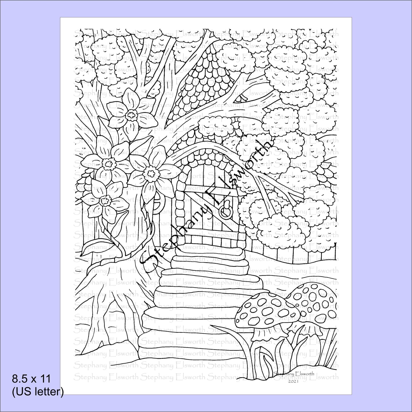 Faerie Houses IV 8 1/2 x 11 PDF Instant Download Coloring Book