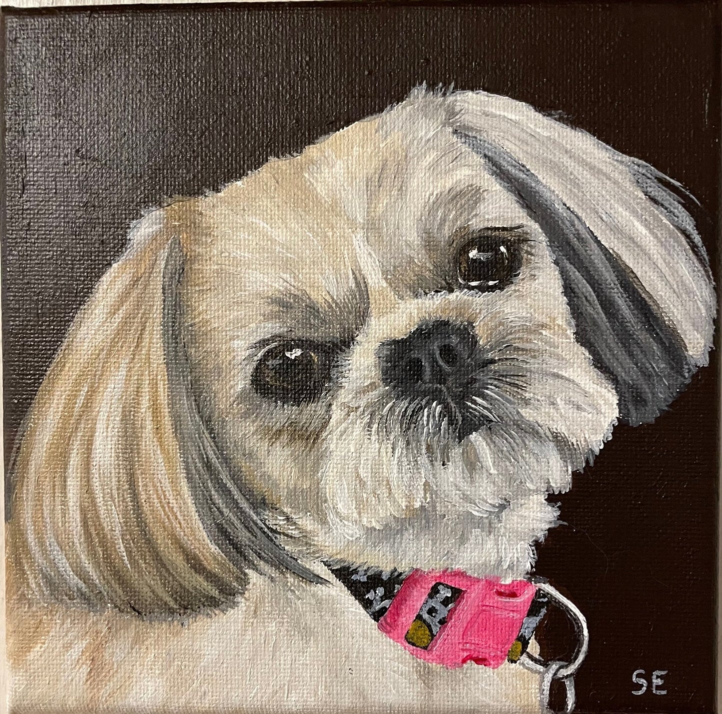 Custom Miniature Acrylic Pet Painting on Stretched Canvas