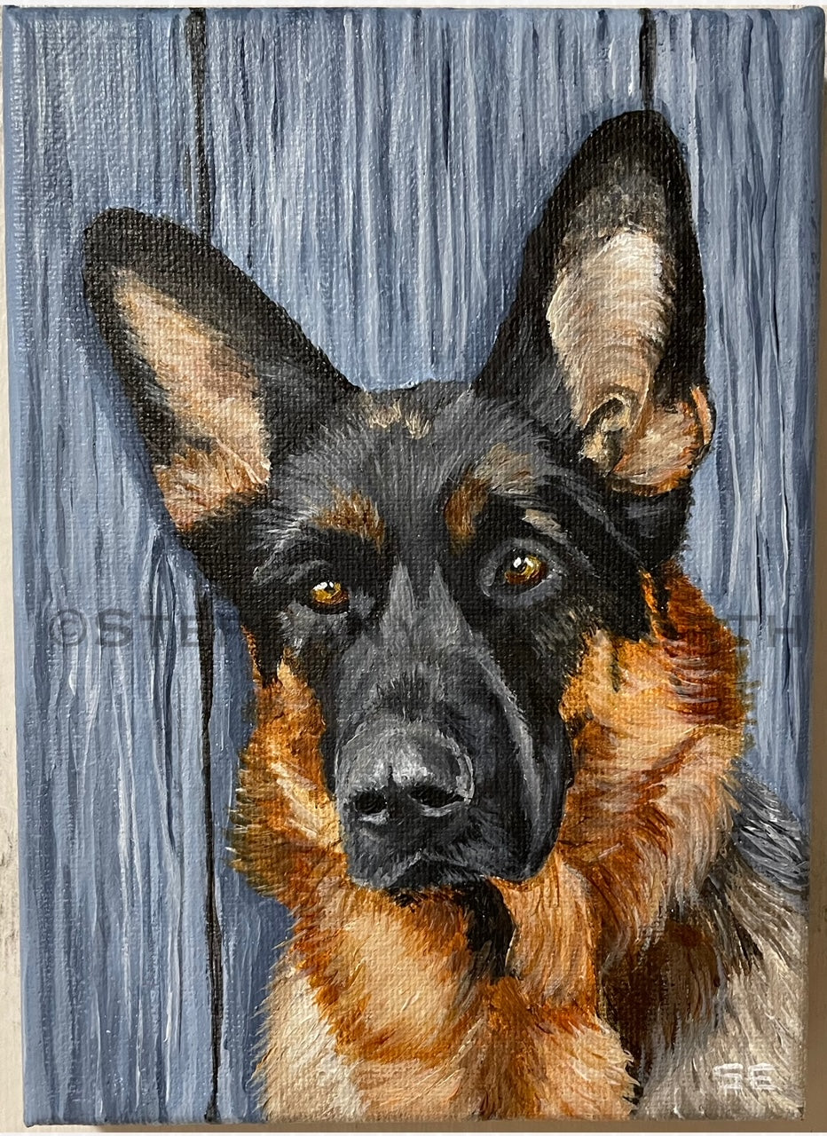 Custom Miniature Acrylic Pet Painting on Stretched Canvas
