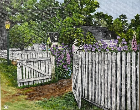 Spring in Colonial Williamsburg Original 10 x 8 Framed Acrylic Painting