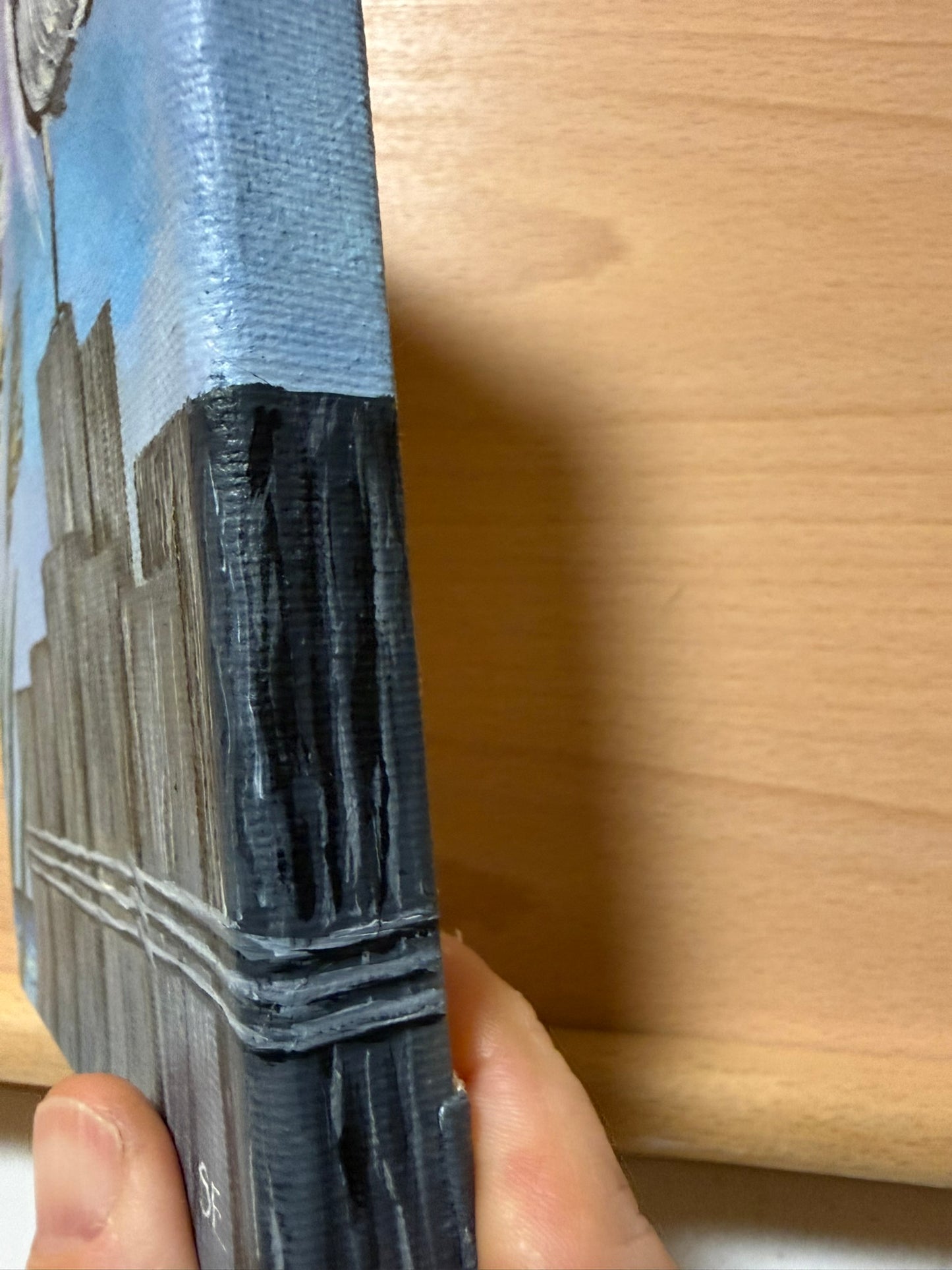 5 x 7 Inch Gray Heron on Pylons Original Acrylic Painting