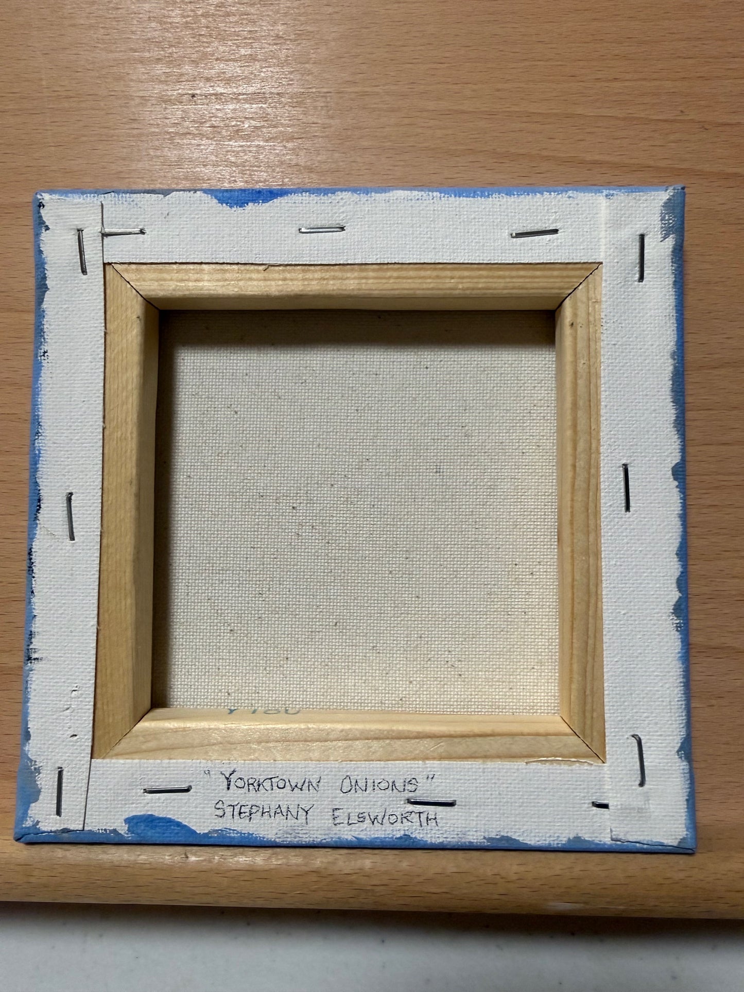 Yorktown Onions on Blue 6 x 6 Original Acrylic Painting