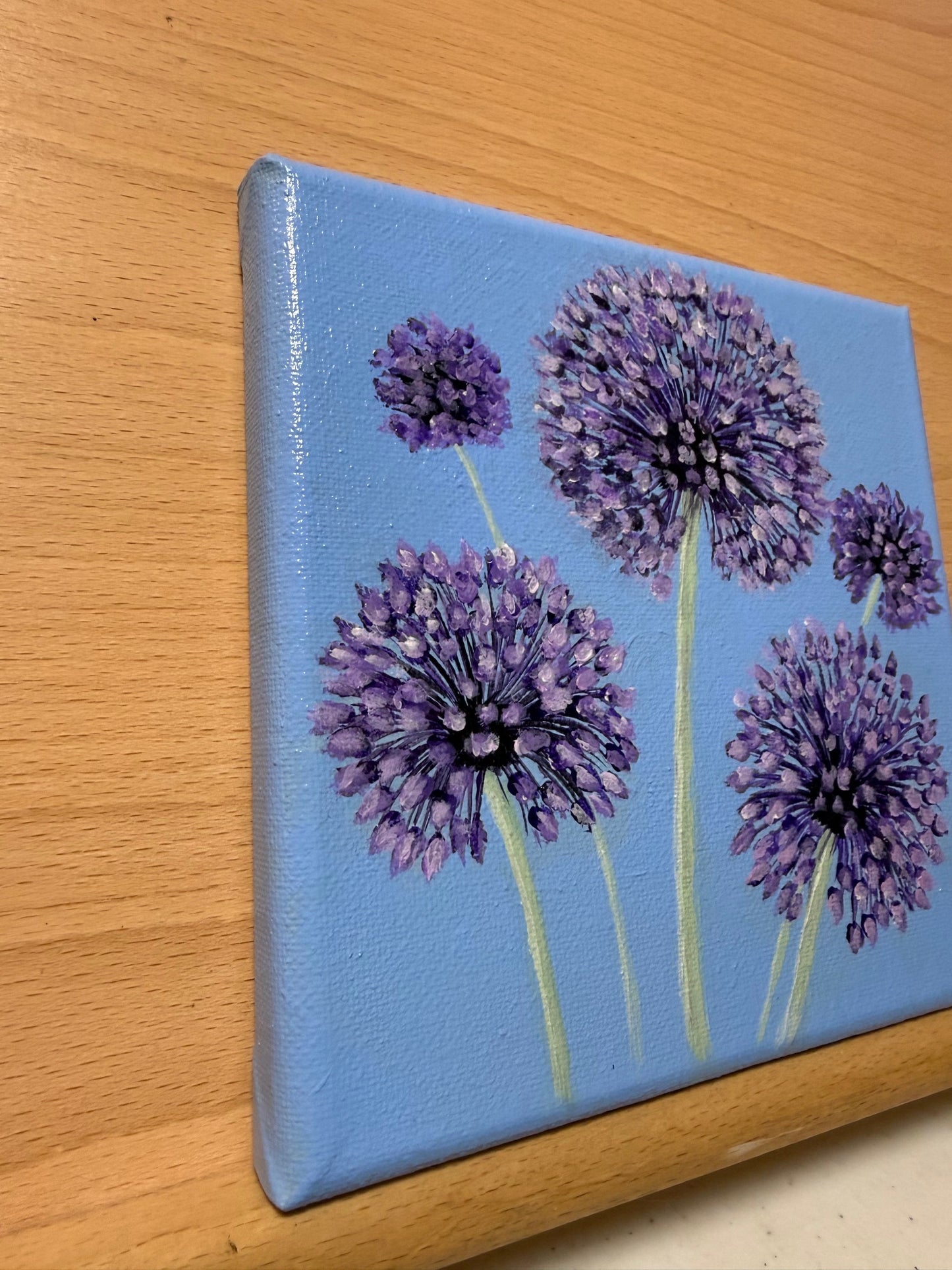 Yorktown Onions on Blue 6 x 6 Original Acrylic Painting