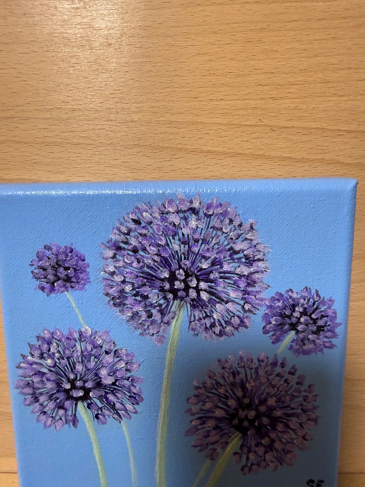 Yorktown Onions on Blue 6 x 6 Original Acrylic Painting