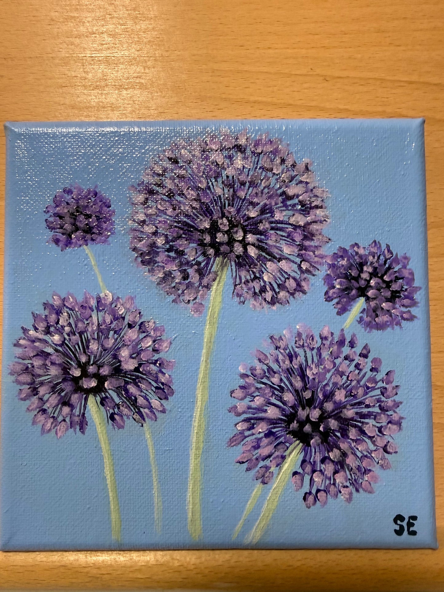 Yorktown Onions on Blue 6 x 6 Original Acrylic Painting