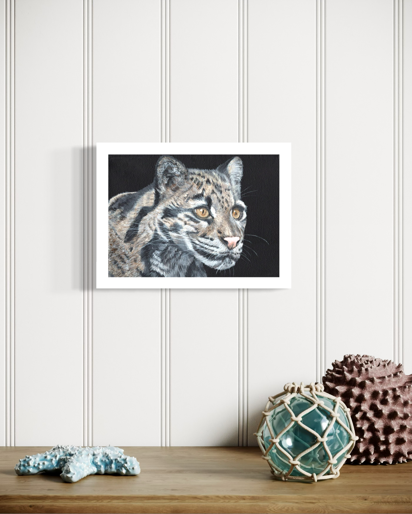 Clouded Leopard Portrait 8 x 6 inch Giclee Fine Art Print