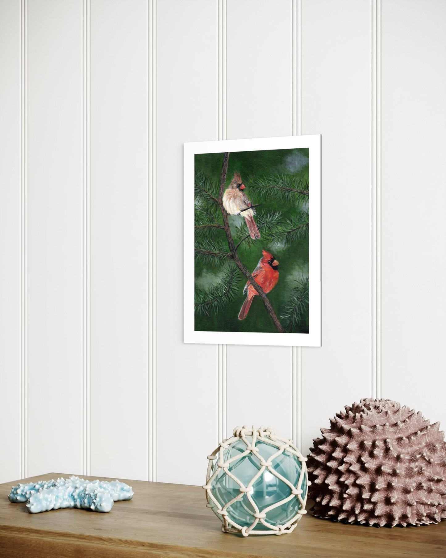 Cardinals in Pine Giclee Print