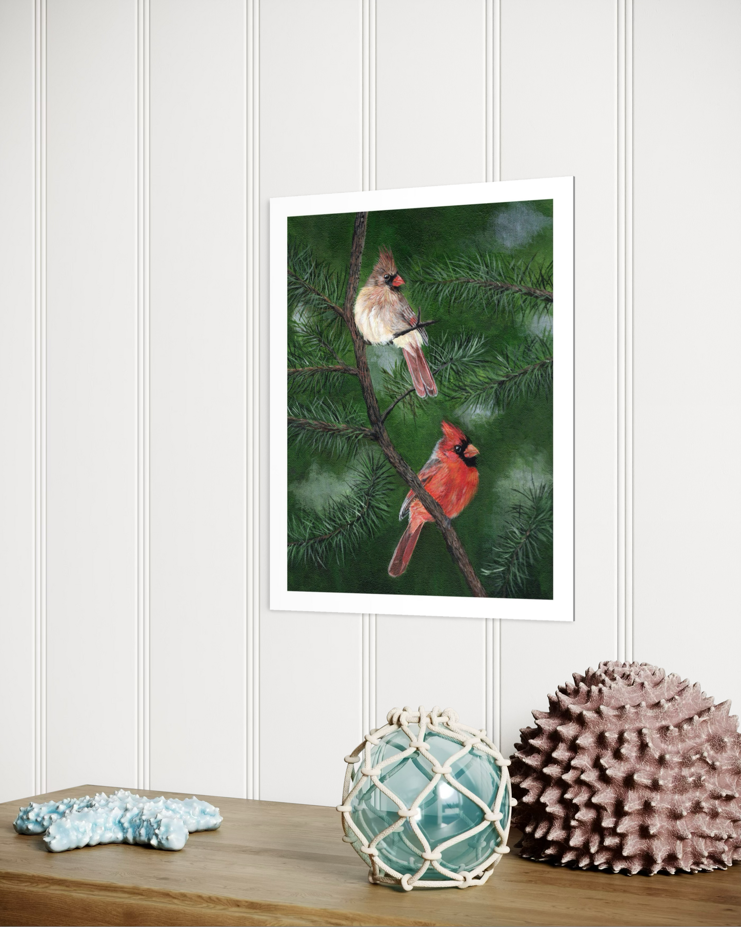 Cardinals in Pine Giclee Print