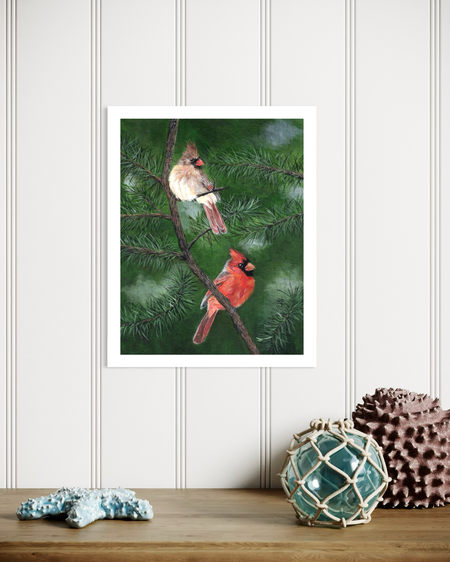 Cardinals in Pine Giclee Print