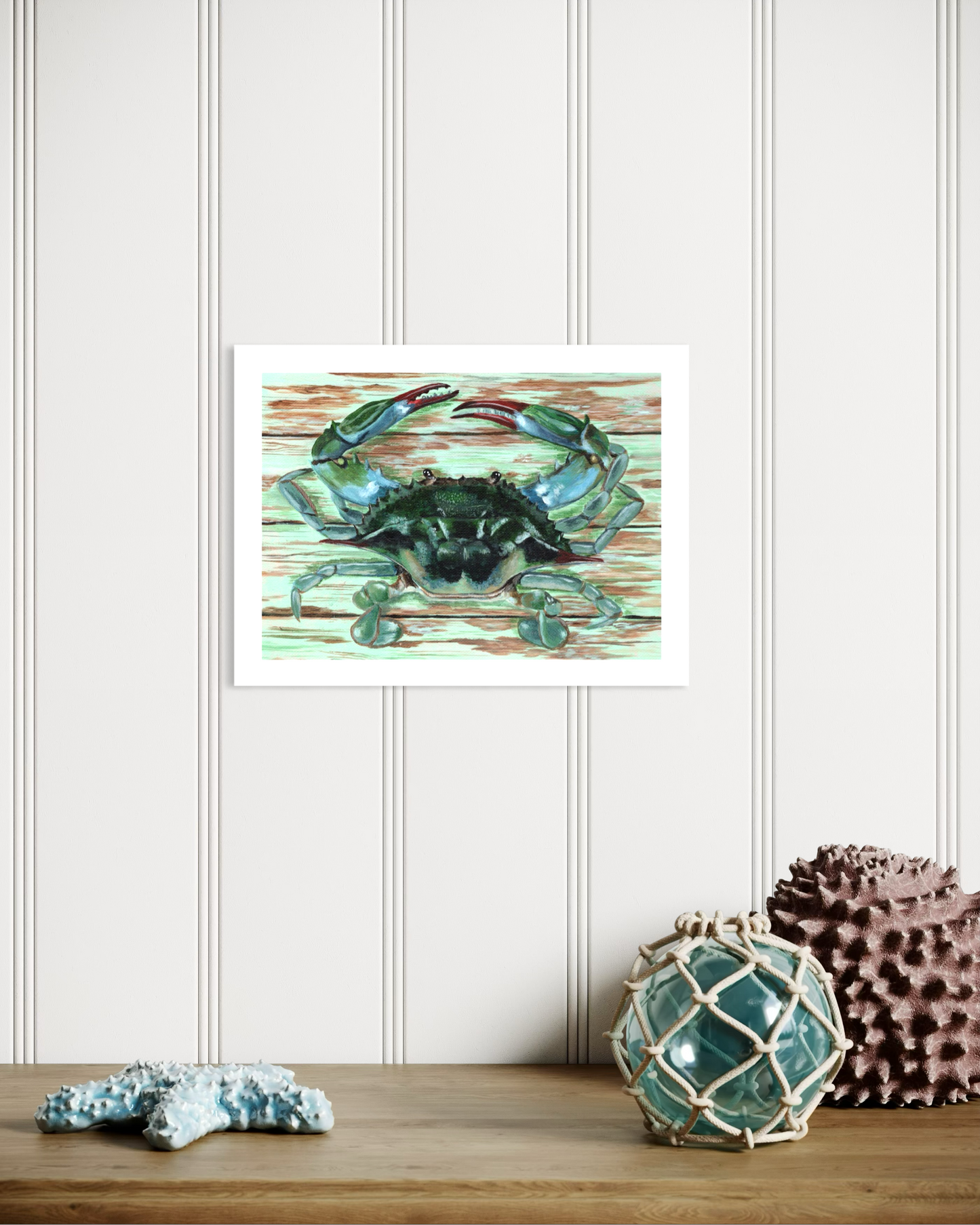 Blue Crab on Planks Giclee Print