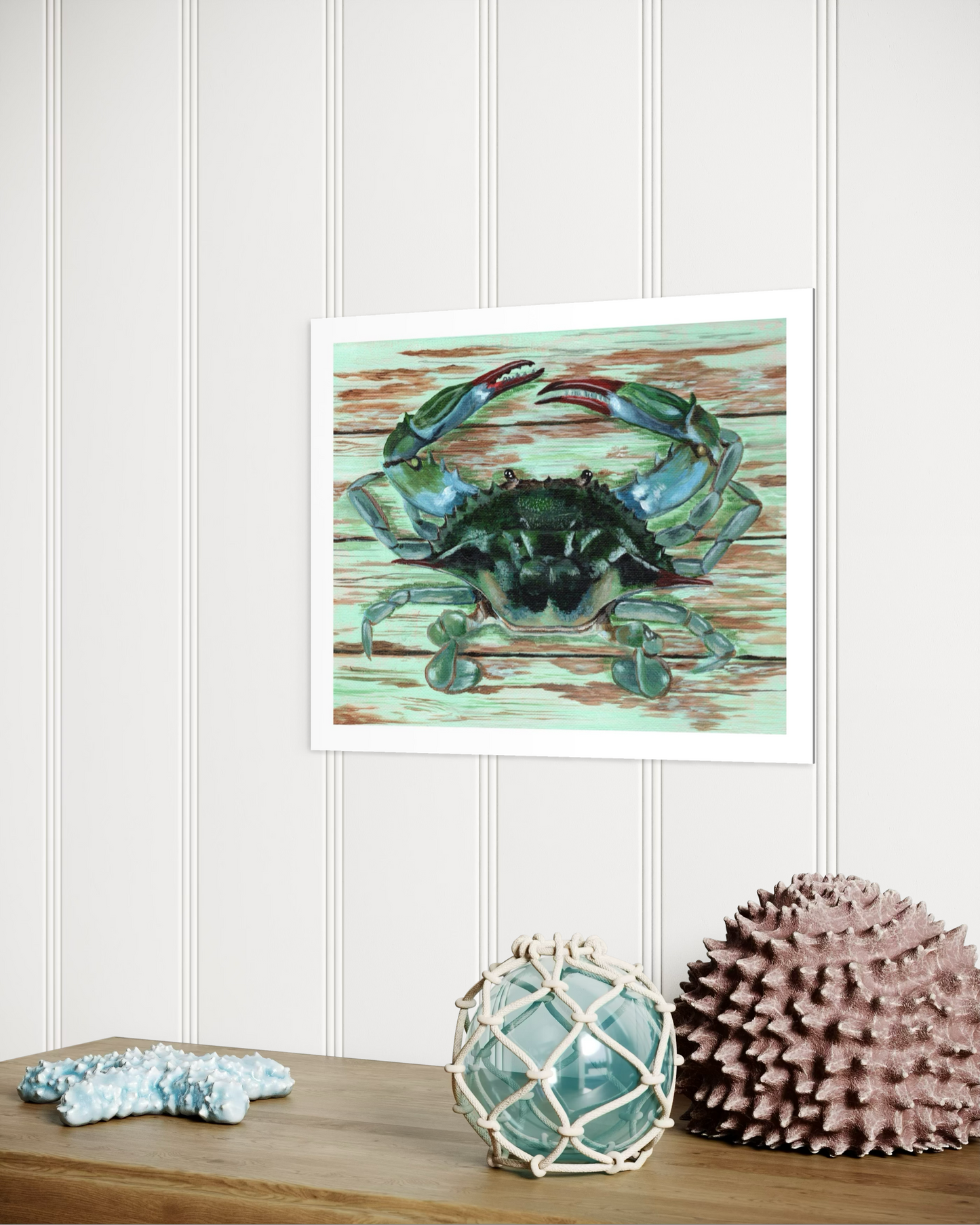 Blue Crab on Planks Giclee Print