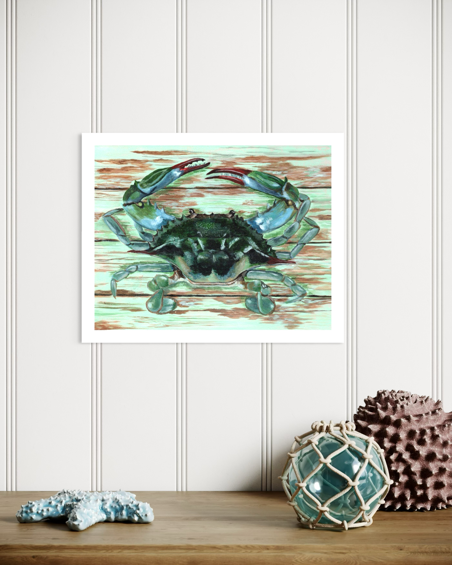 Blue Crab on Planks Giclee Print