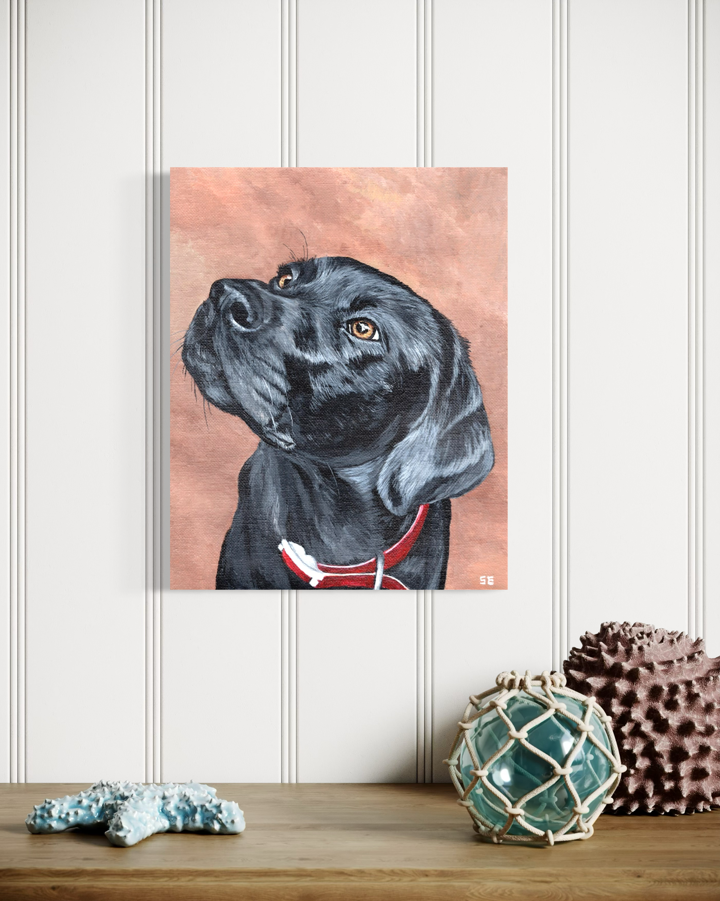 8 x 10 Black Labrador Retriever Original Acrylic Painting