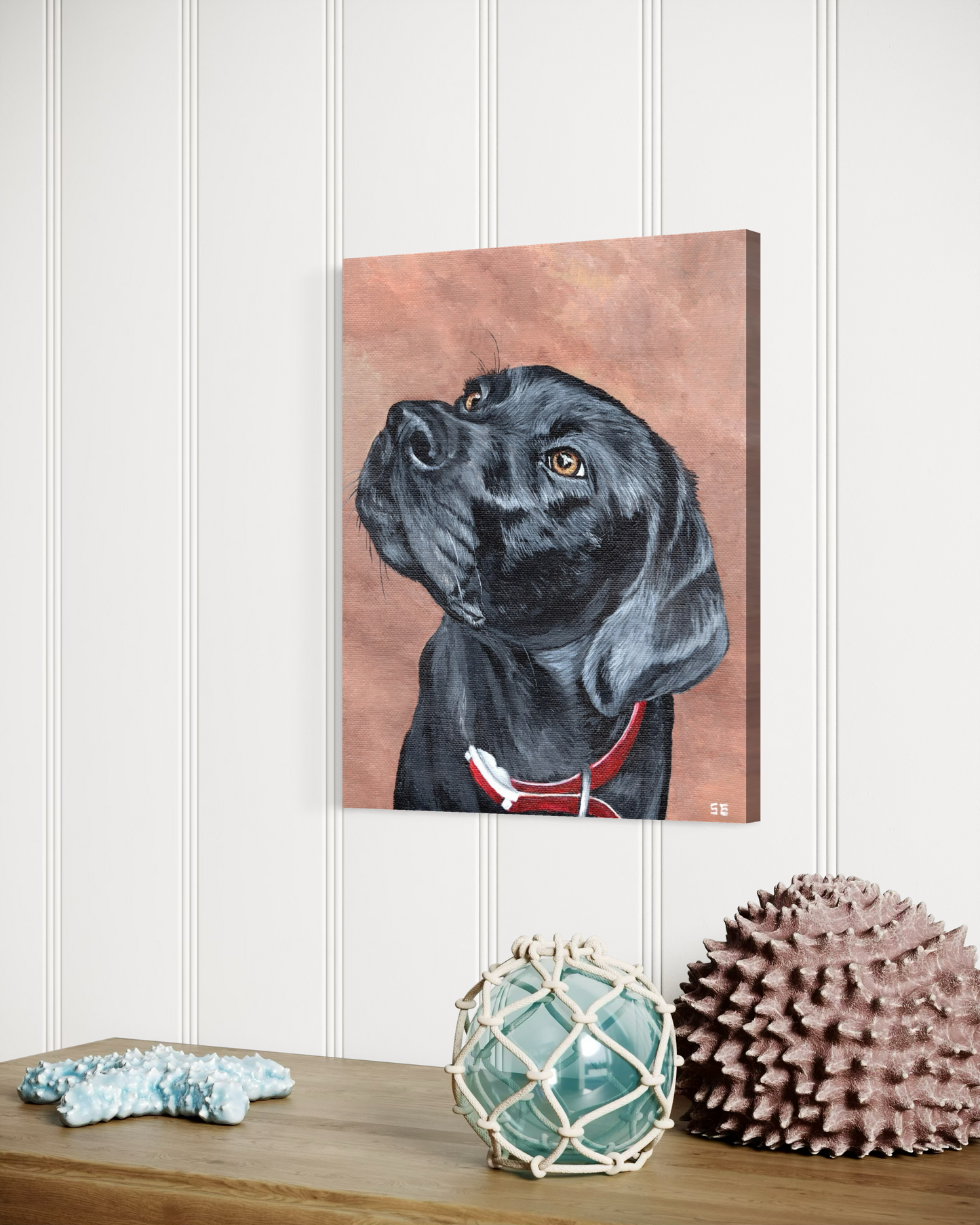 8 x 10 Black Labrador Retriever Original Acrylic Painting