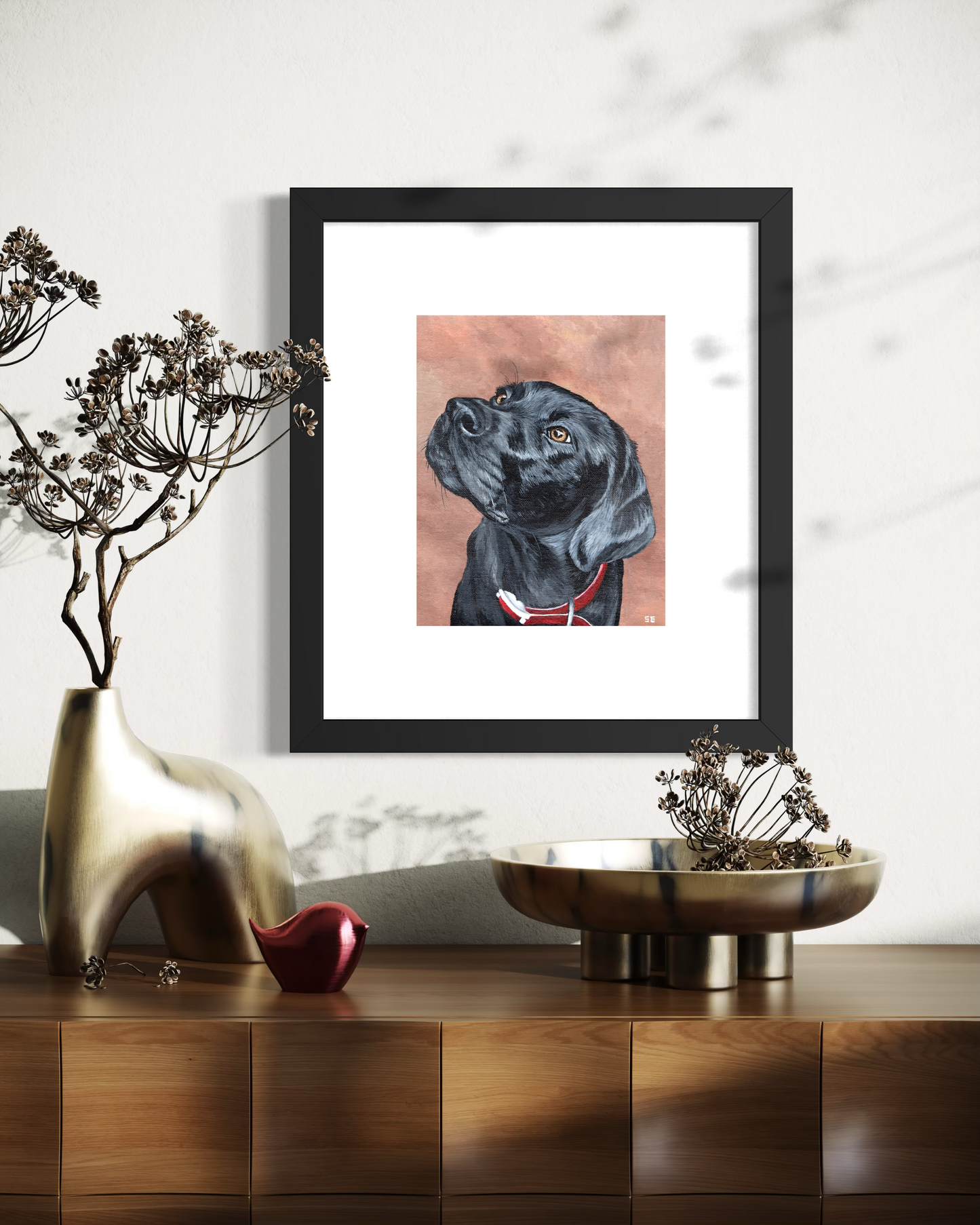 8 x 10 Black Labrador Retriever Original Acrylic Painting