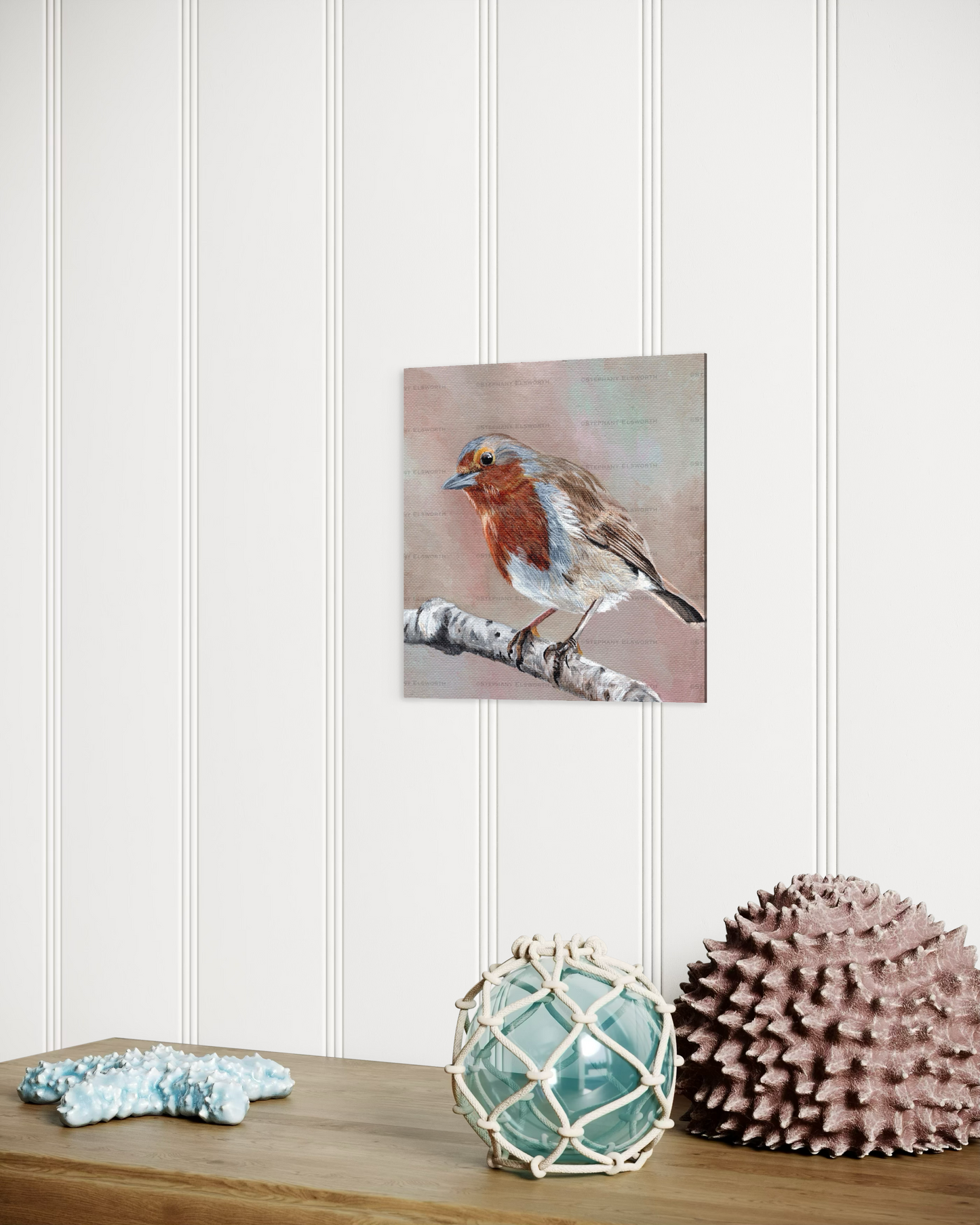 European Robin 6 x 6 Original Acrylic Painting