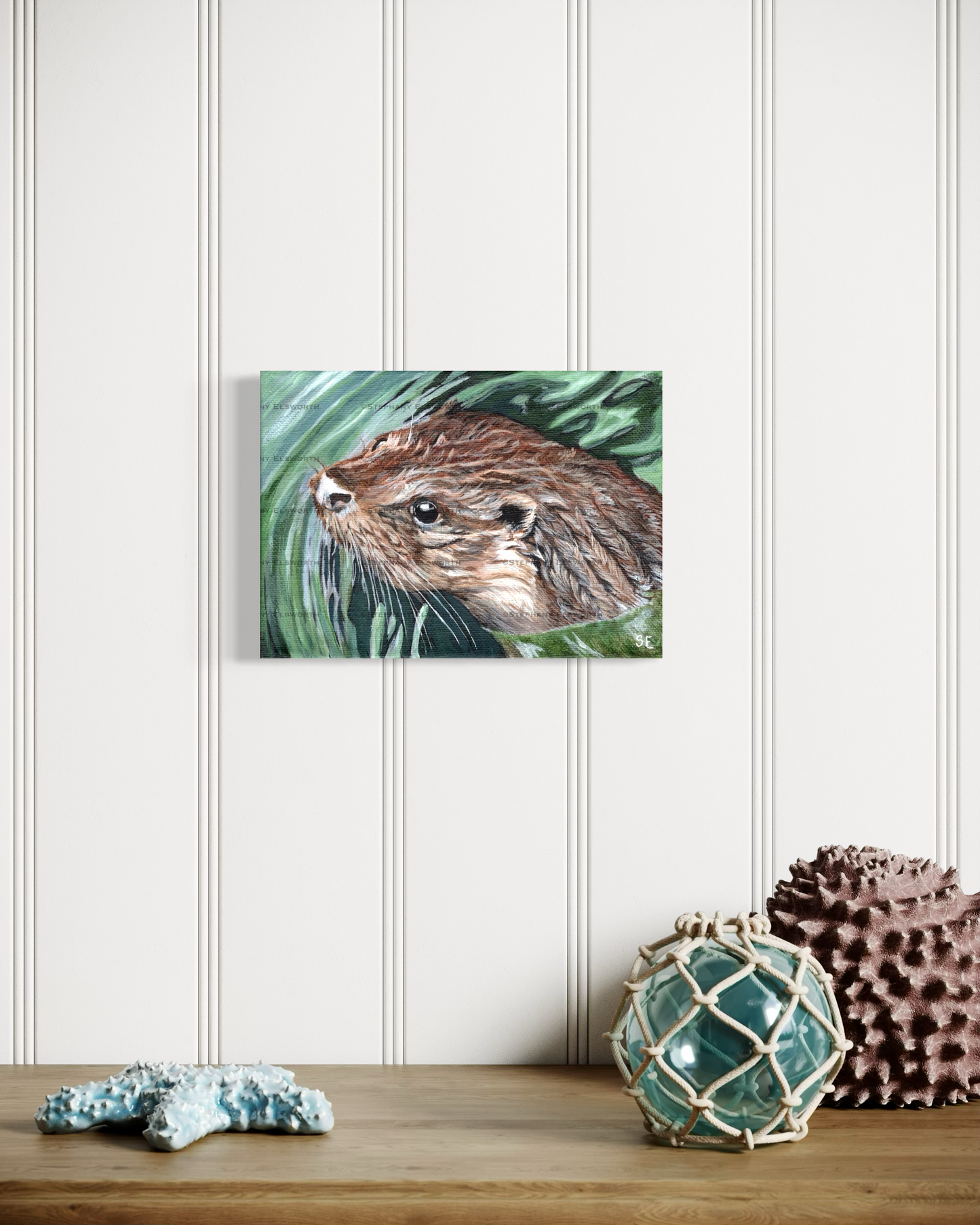 7 x 5 Original River Otter Acrylic Painting