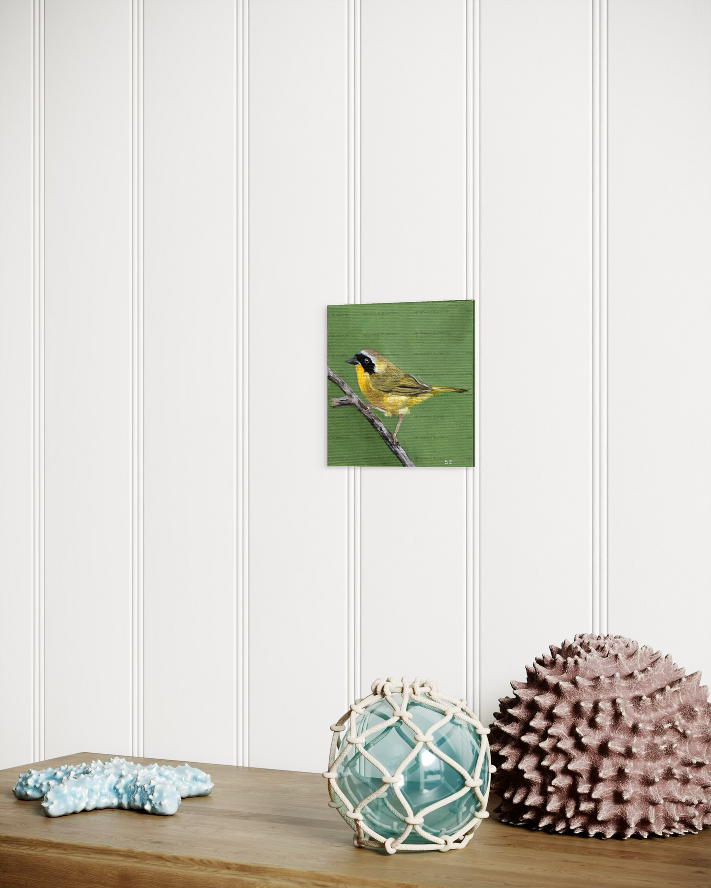 4 x 4 inch Yellowthroat Warbler Original Miniature Acrylic Painting