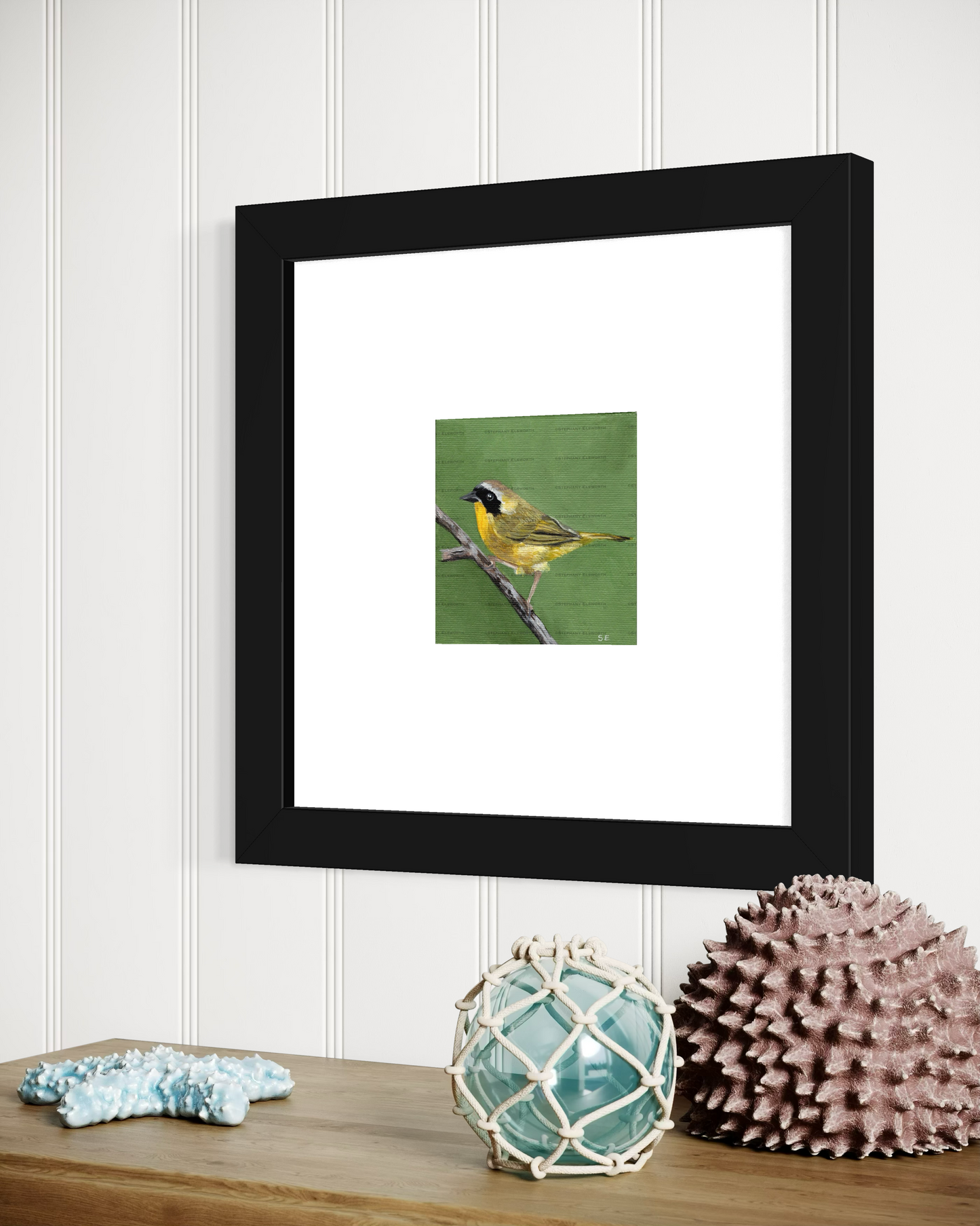 4 x 4 inch Yellowthroat Warbler Original Miniature Acrylic Painting