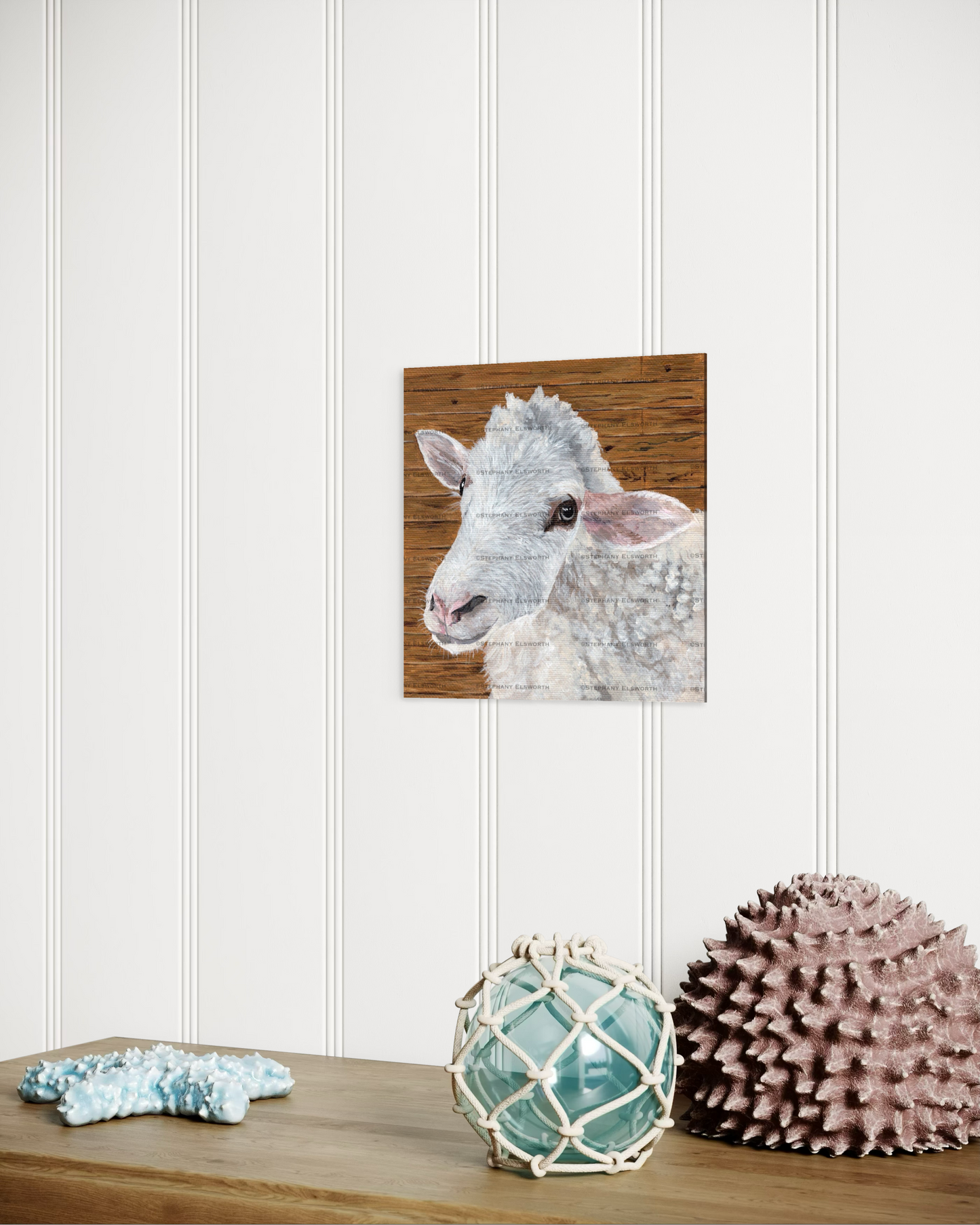 6 x 6 Springtime Sheep Acrylic Painting